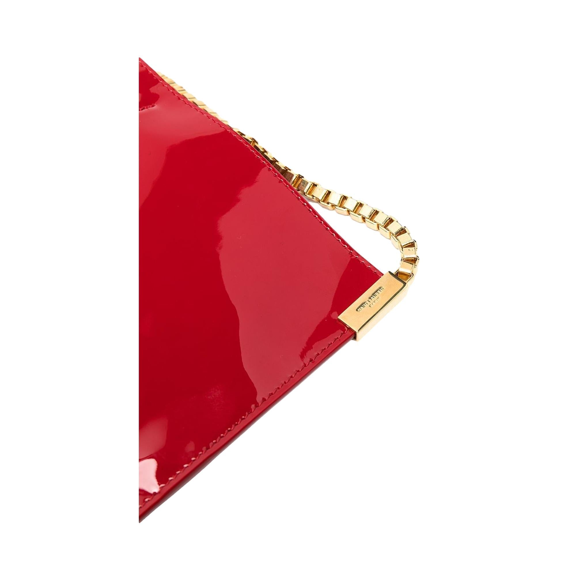 Saint Laurent Chain Hobo Bag - Red Patent Leather Elegance