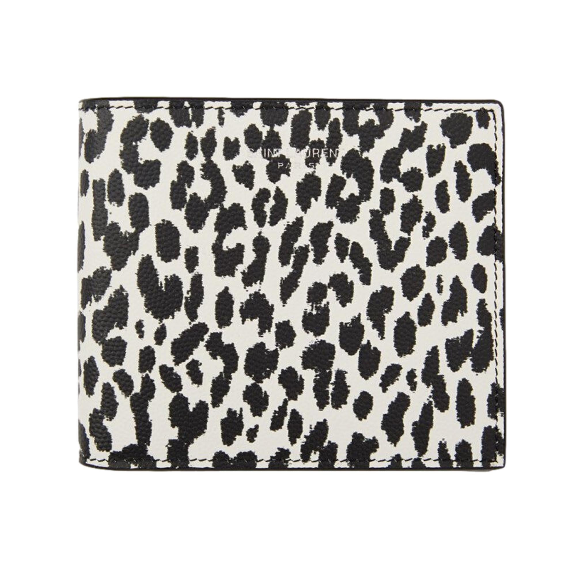 Saint Laurent Leather Bifold Wallet - BabyCat Leopard Print