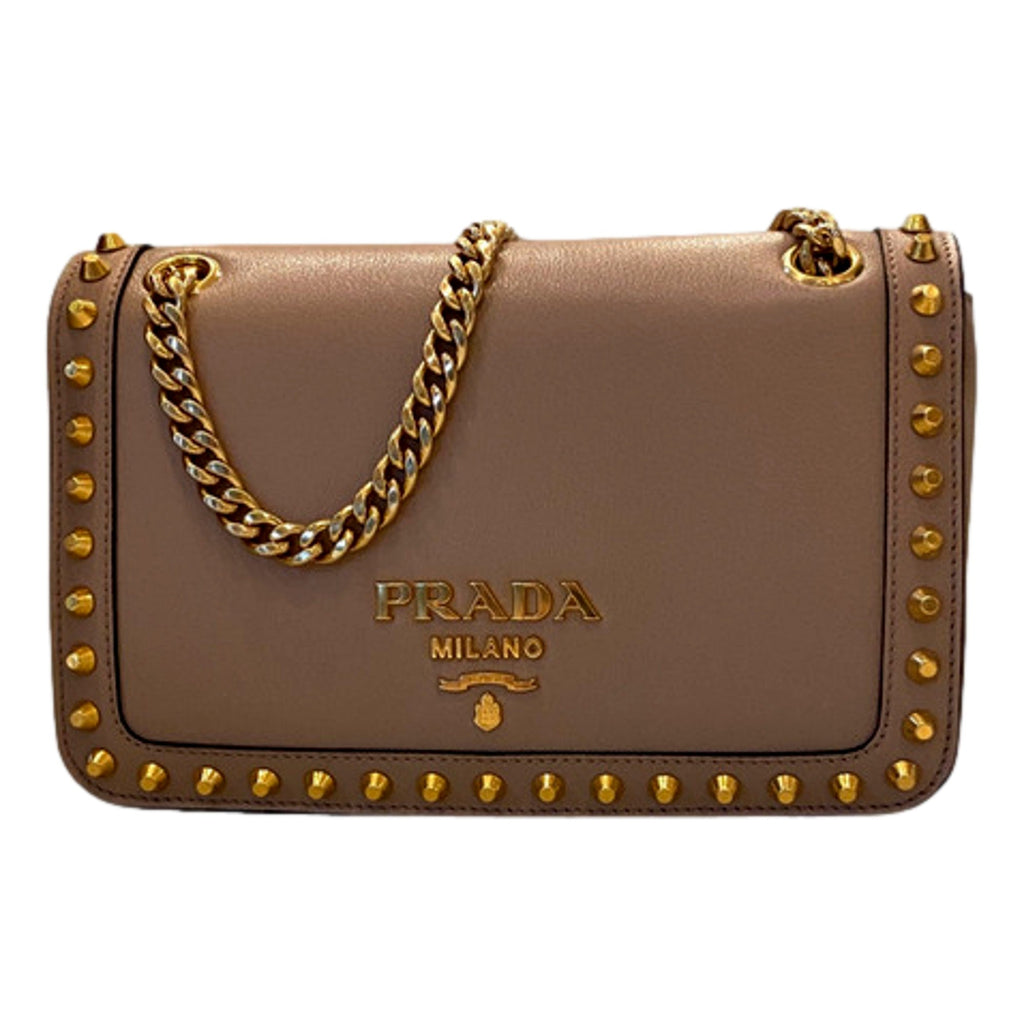 Gold Studded Bag: Prada Crossbody Bag in Beige for Year-Round Style