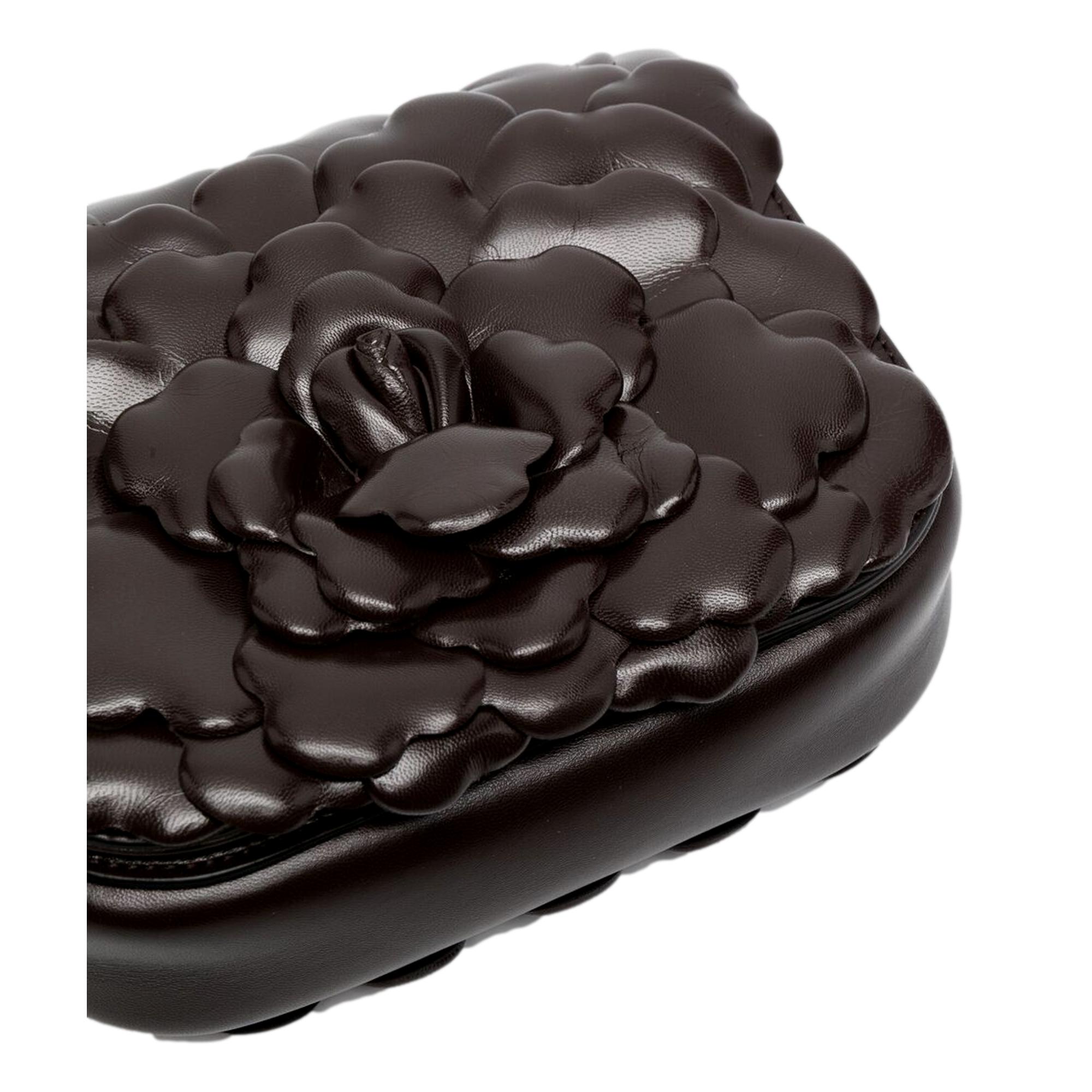 Valentino Atelier Bag 03: Elegant Brown Leather Crossbody with Roses