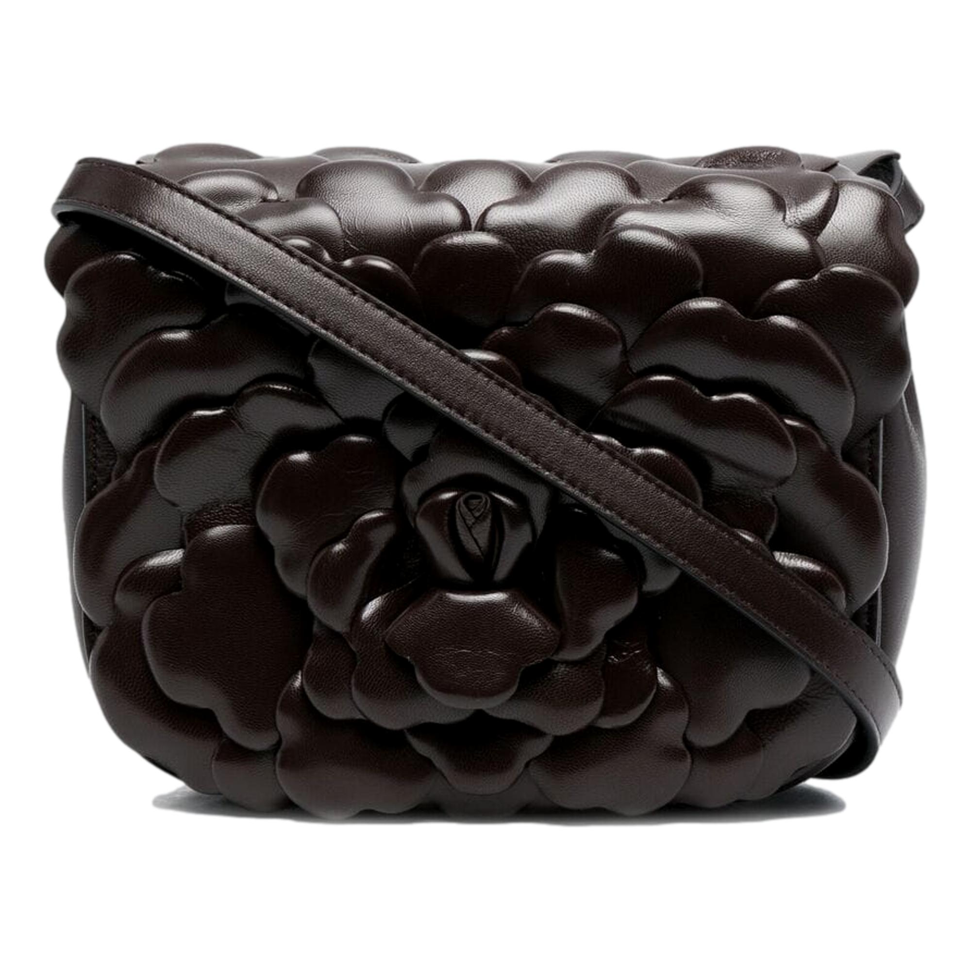 Valentino Atelier Bag 03: Elegant Brown Leather Crossbody with Roses