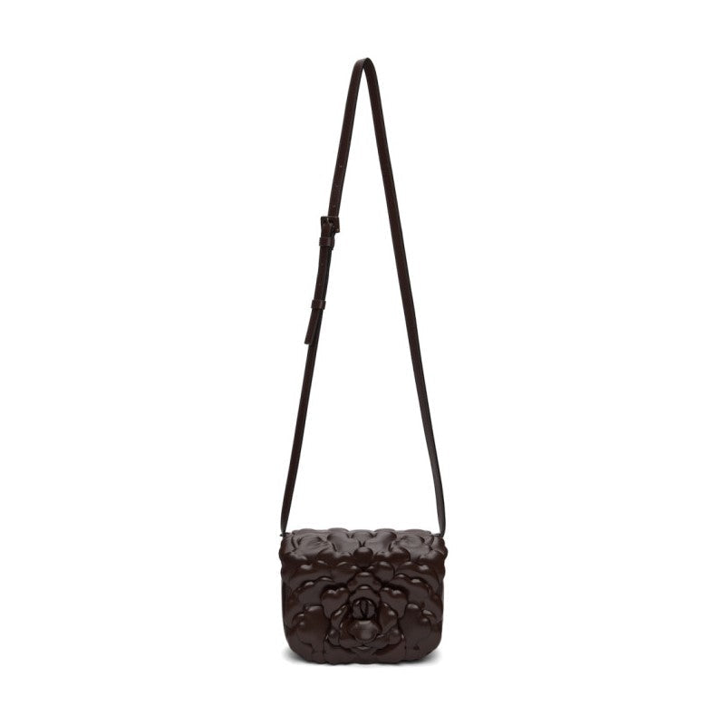 Valentino Atelier Bag 03: Elegant Brown Leather Crossbody with Roses