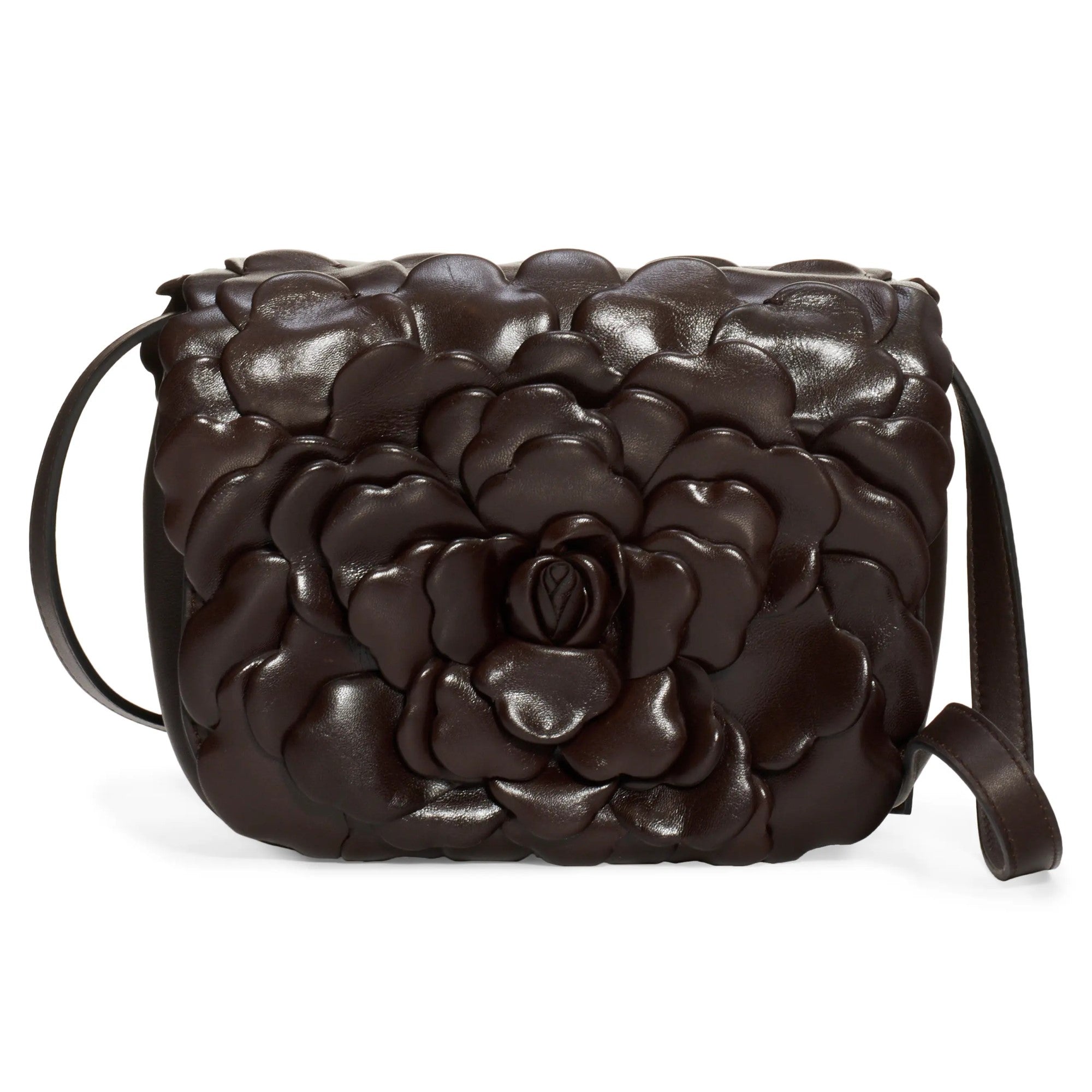 Valentino Atelier Bag 03: Elegant Brown Leather Crossbody with Roses