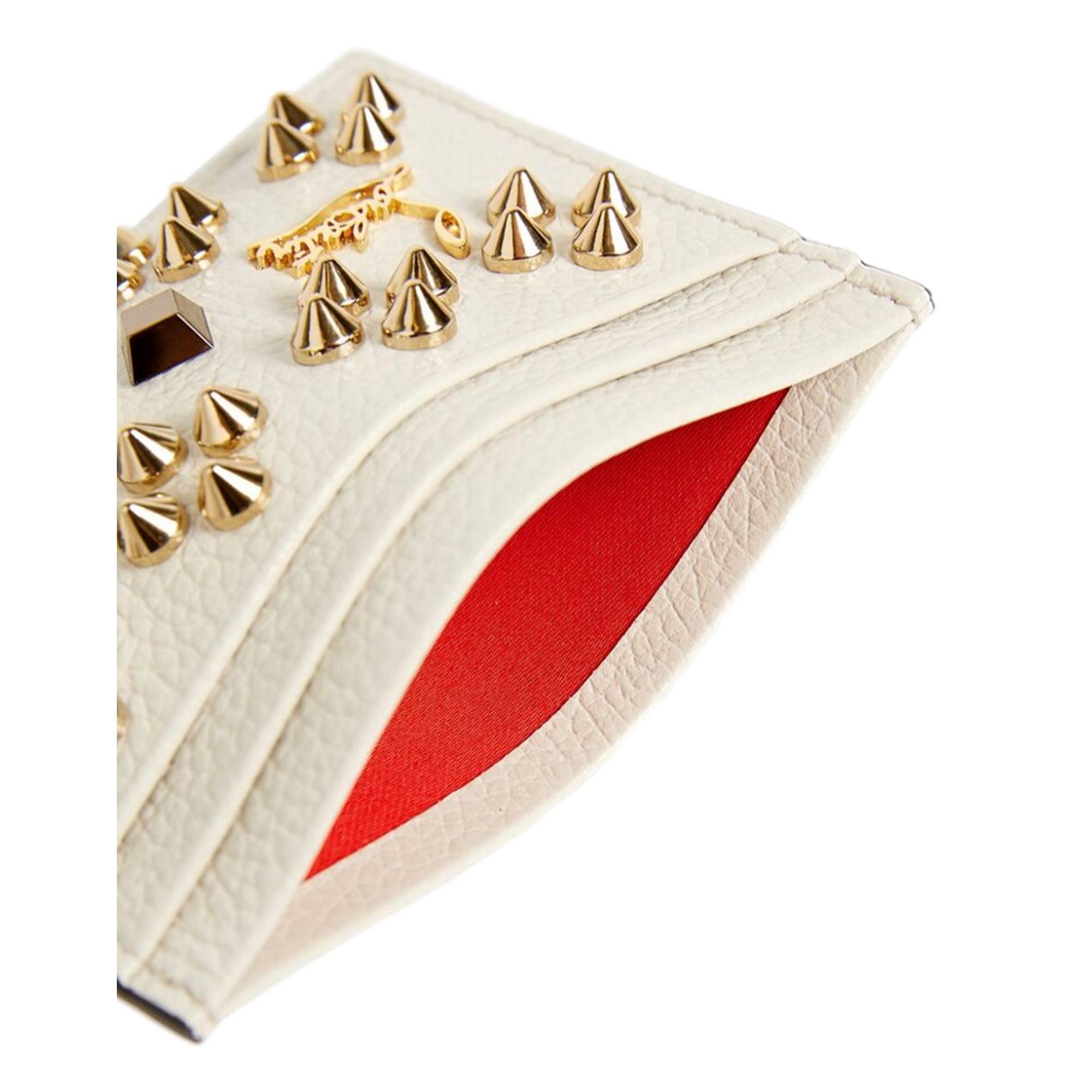 Louboutin Kios Leather Card Holder - Luxury & Elegance in Snow White