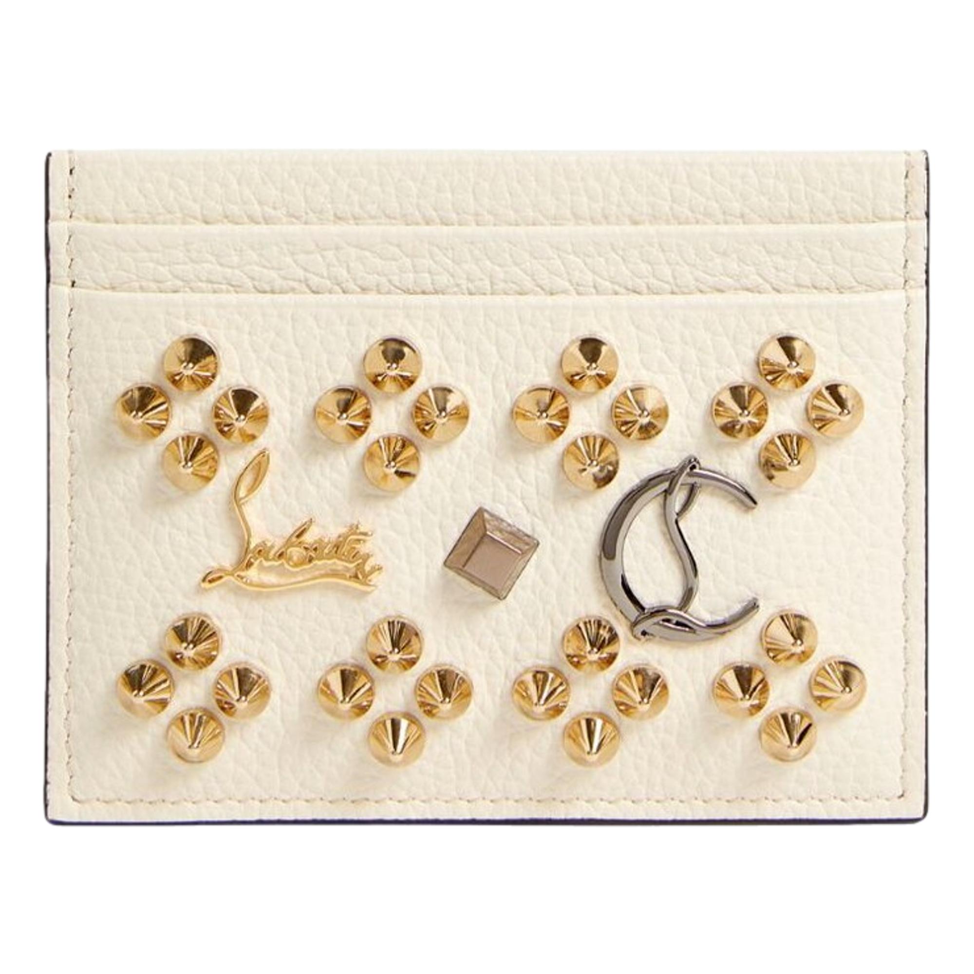 Louboutin Kios Leather Card Holder - Luxury & Elegance in Snow White