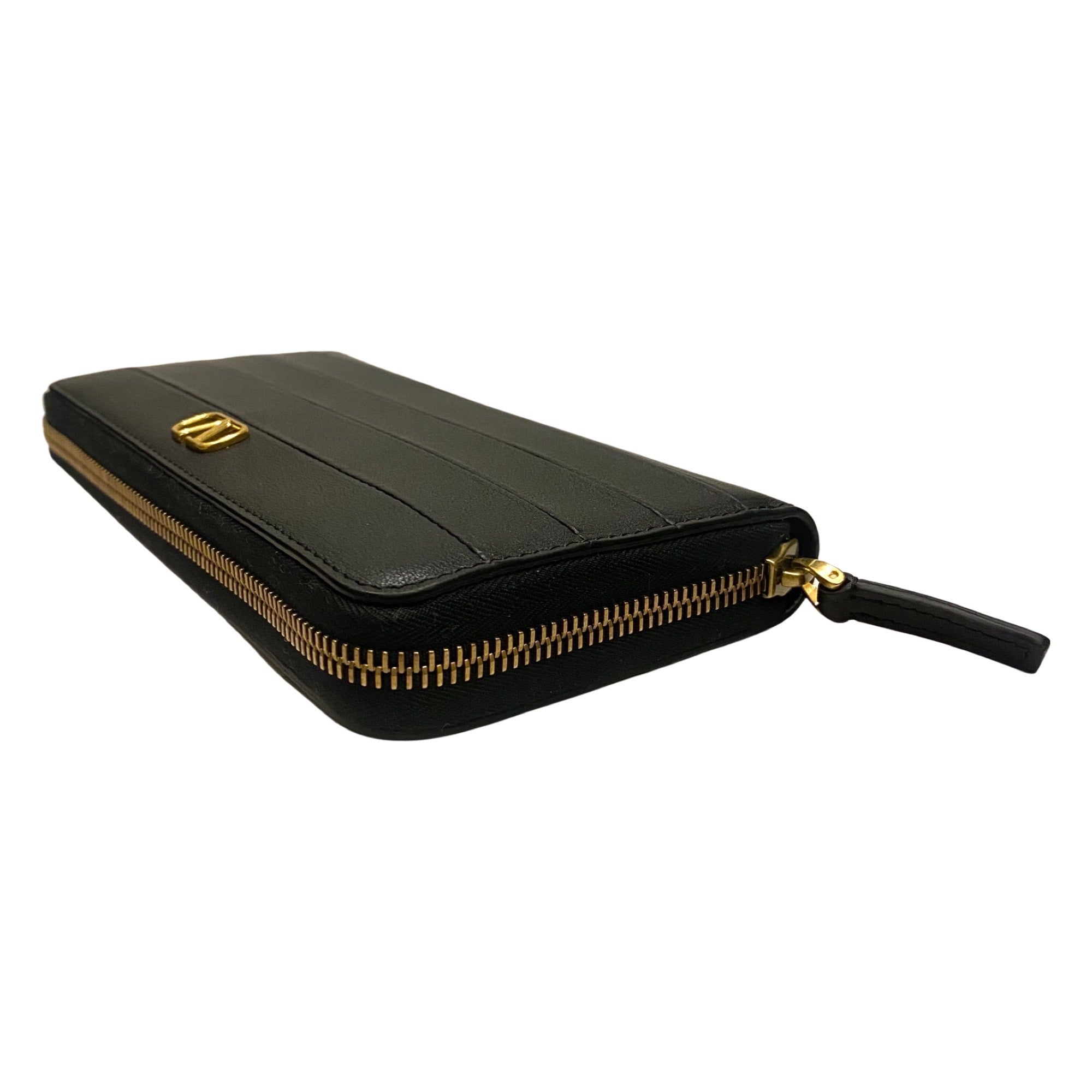 Valentino Long Wallet - Elegant Black Leather Zip-Around Accessory