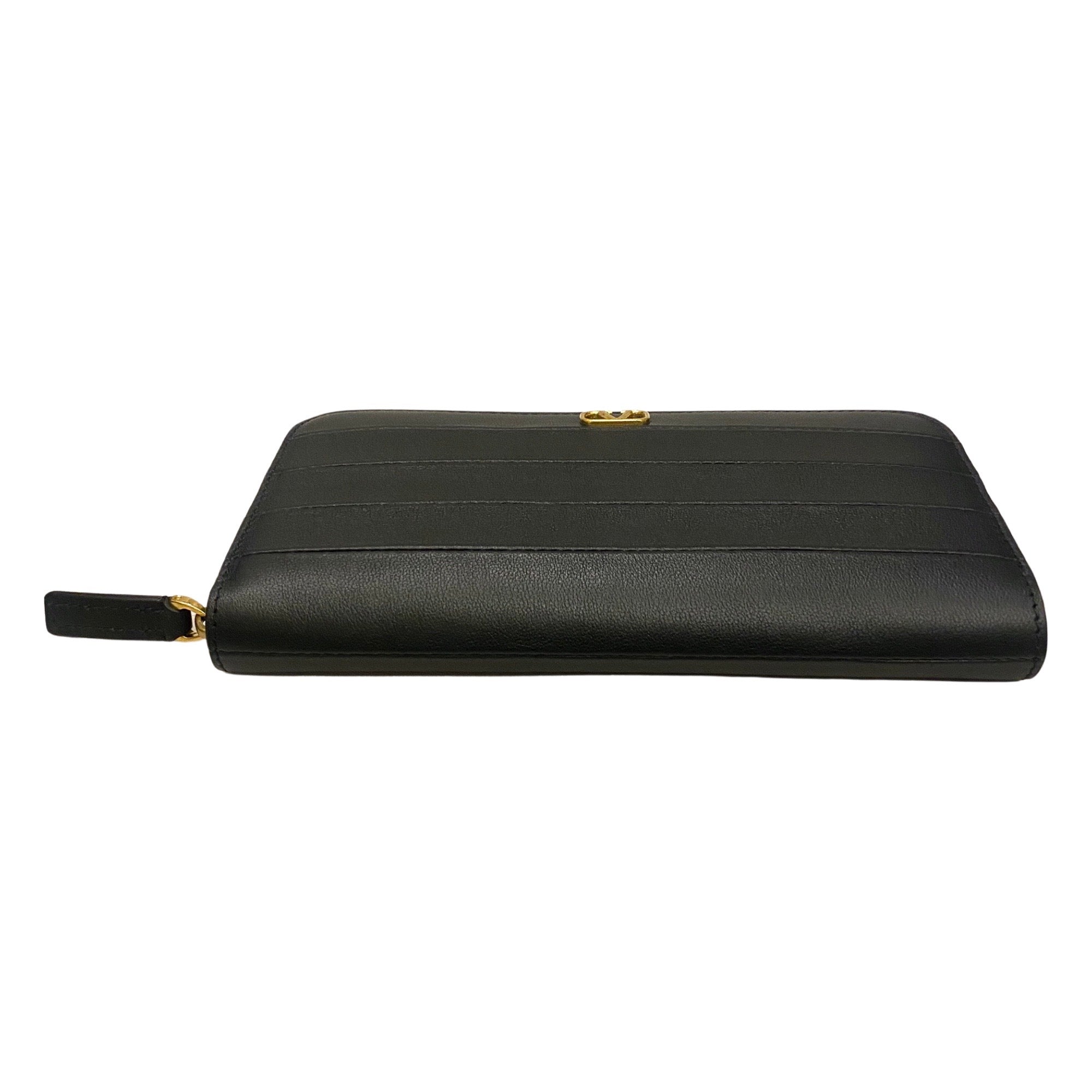 Valentino Long Wallet - Elegant Black Leather Zip-Around Accessory