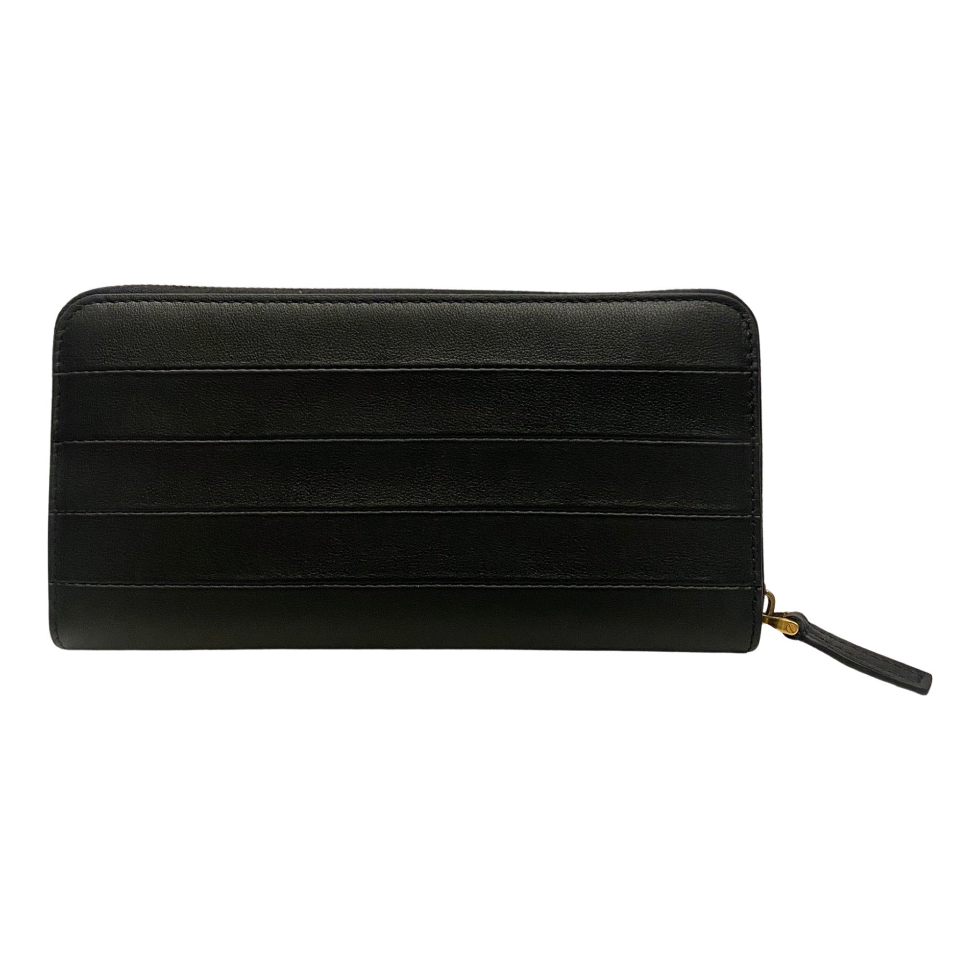 Valentino Long Wallet - Elegant Black Leather Zip-Around Accessory
