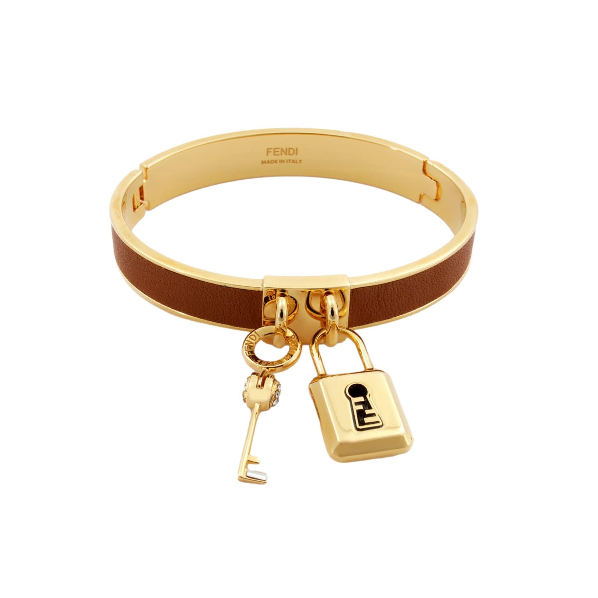 Fendi Brandy Leather Gold Bracelet - Elegant Medium Wrist Accessory