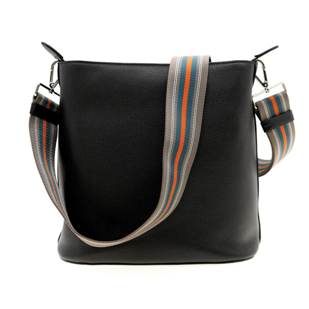 Prada Black Leather Bucket Bag - Stylish Crossbody & Web Strap