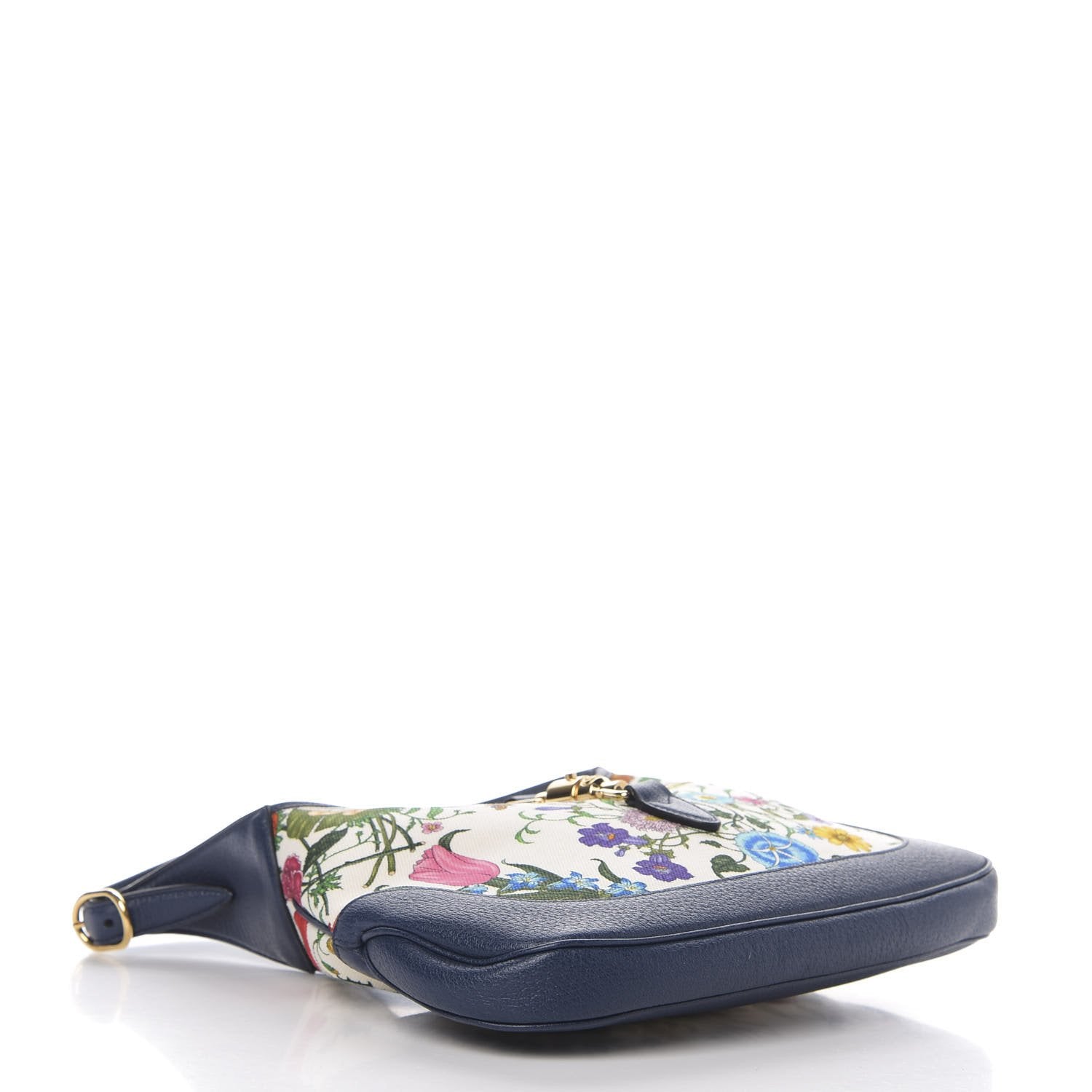 Gucci Jackie Flora Canvas Hobo Bag - Chic White & Blue Elegance