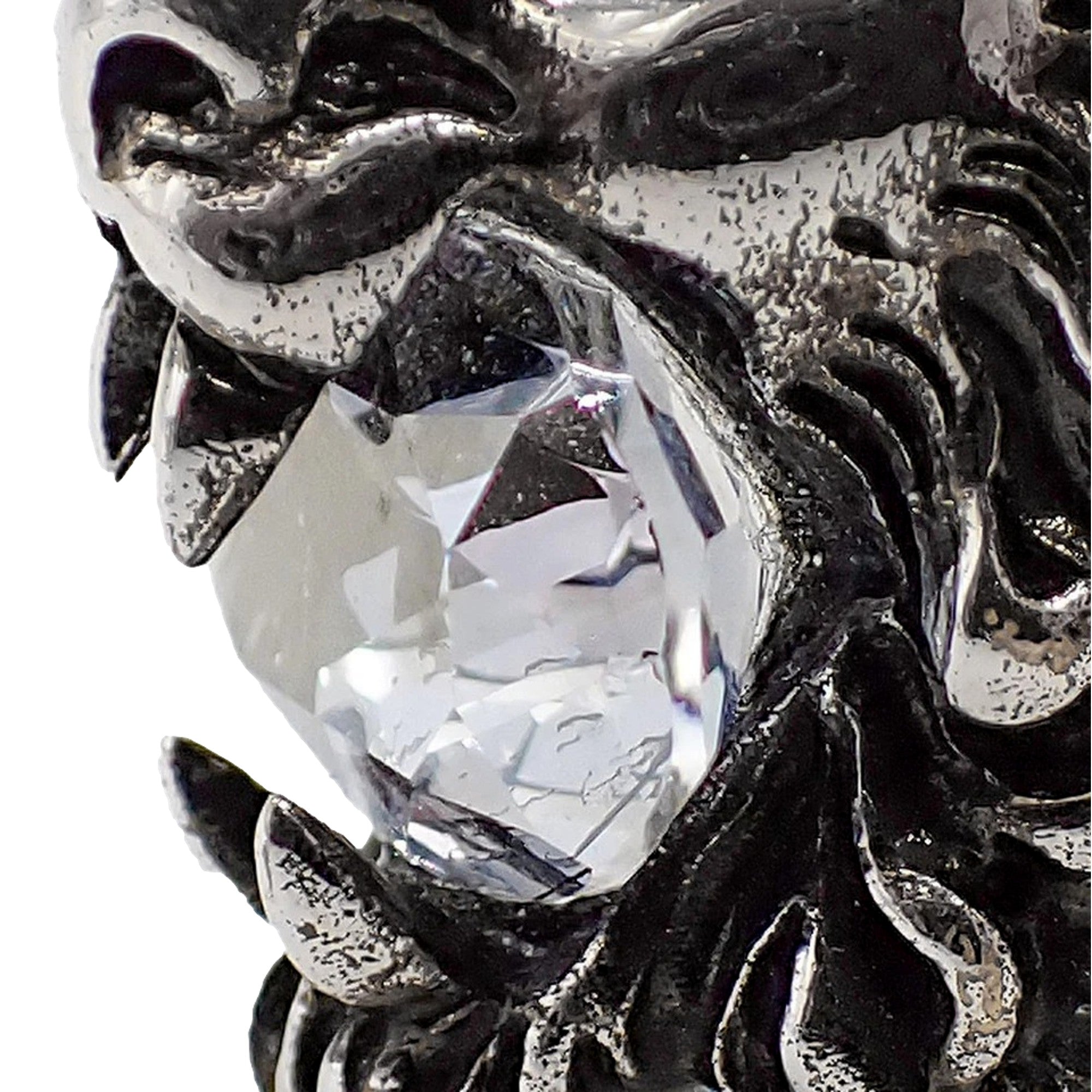 Gucci Silver Lion Head Ring with Crystal - Bold Style, Luxury Elegance