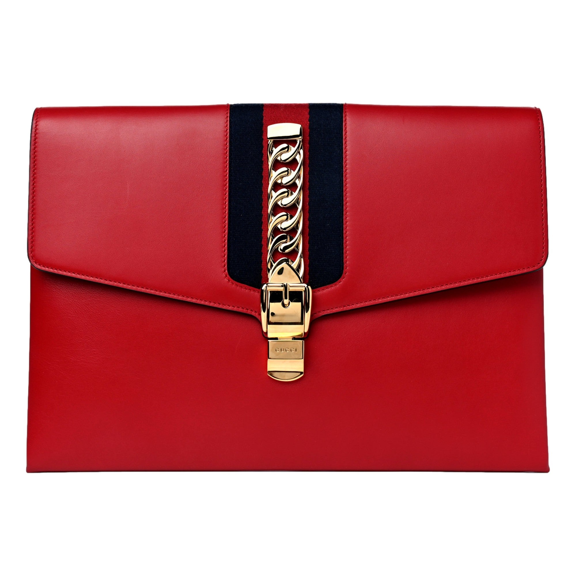 Used Gucci Red Clutch Bag: Elegant Maxi Sylvie for Style Lovers