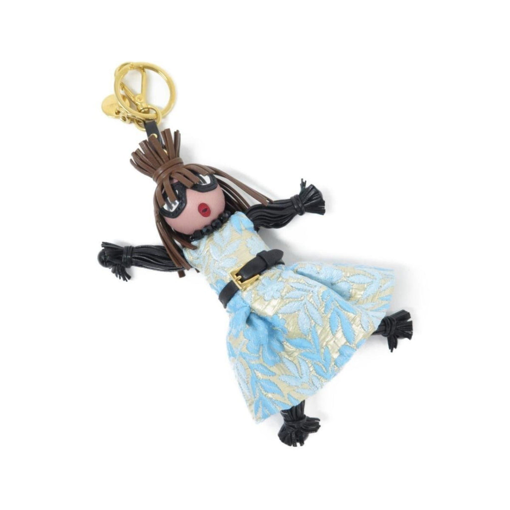 Prada Jasmine Doll Keyring - Luxury Blue Leather Charm Accessory