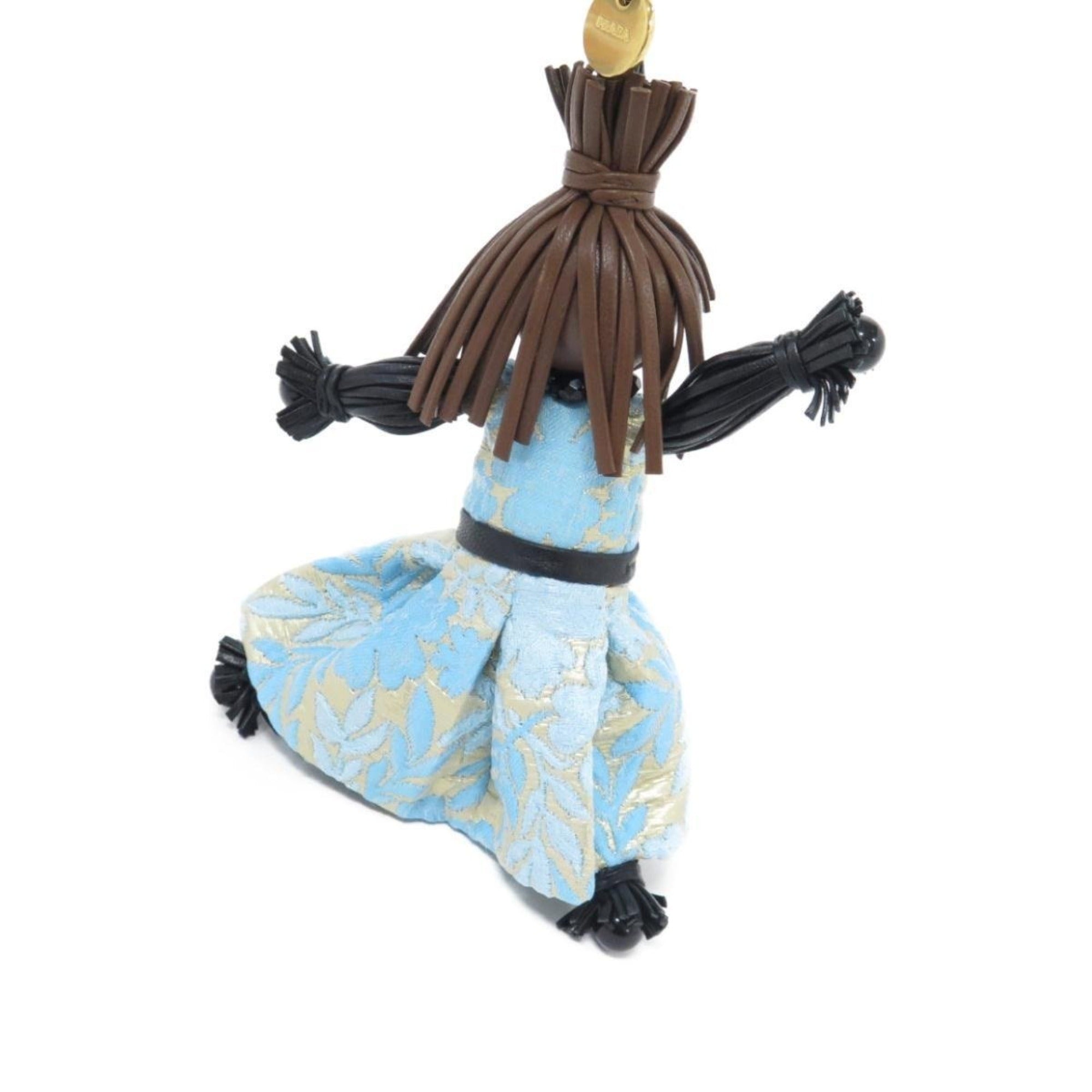 Prada Jasmine Doll Keyring - Luxury Blue Leather Charm Accessory