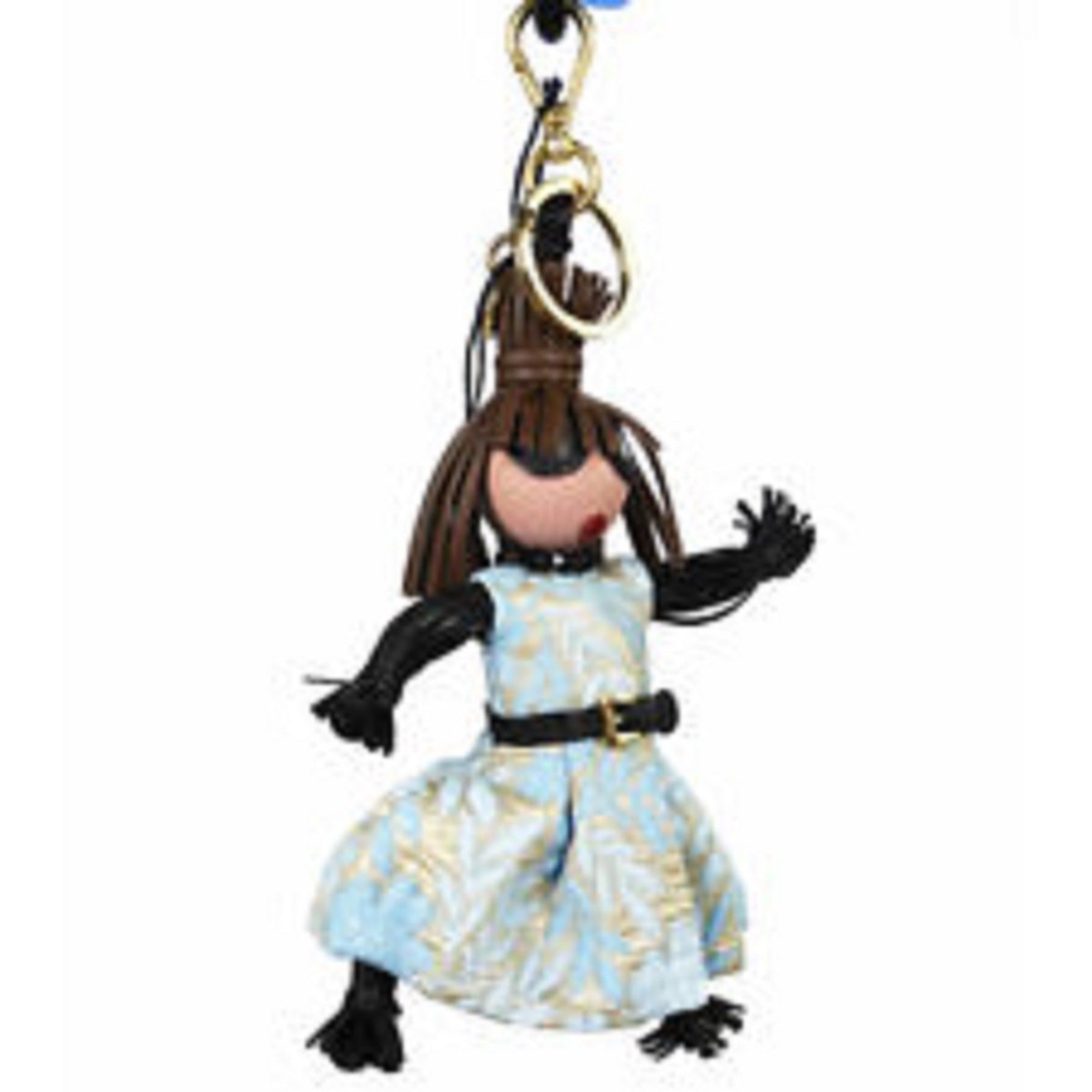 Prada Jasmine Doll Keyring - Luxury Blue Leather Charm Accessory