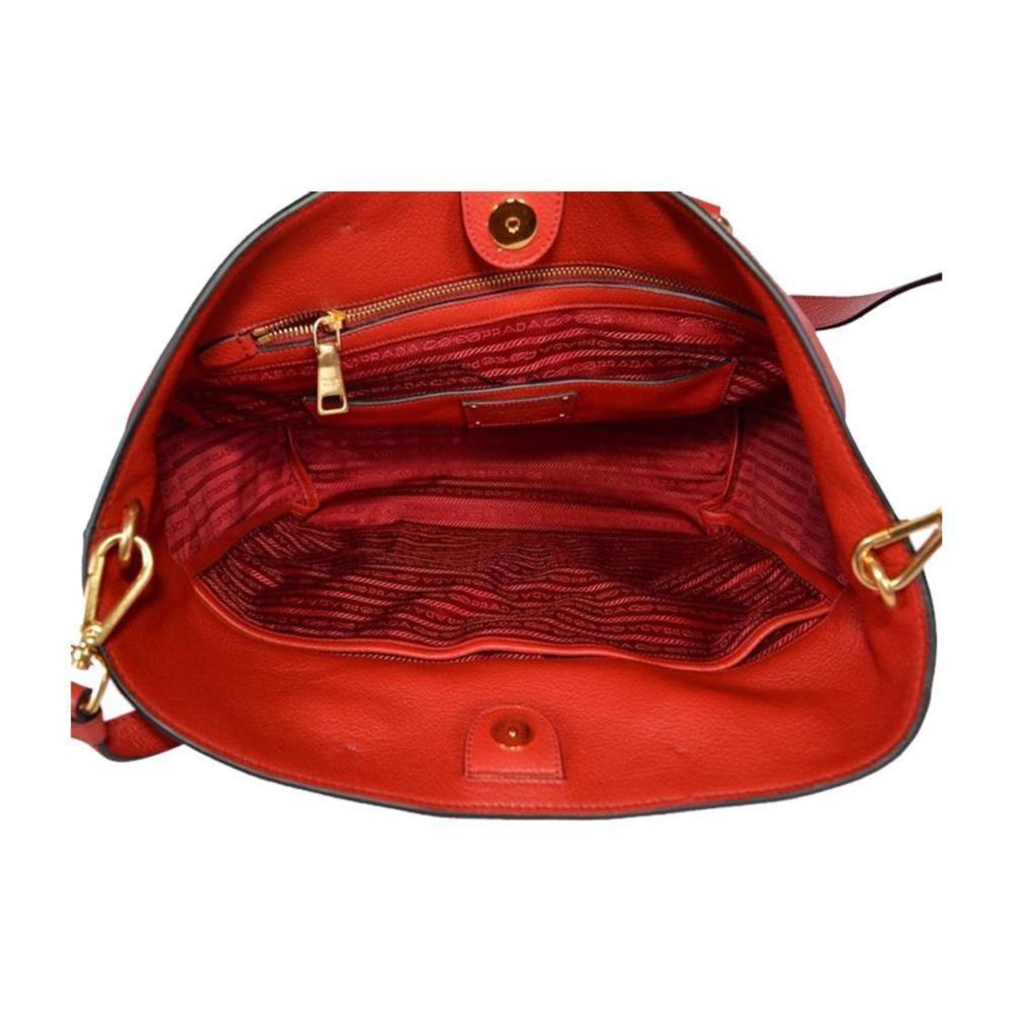 Prada Red Leather Shopping Tote - Timeless Elegance & Practical Design