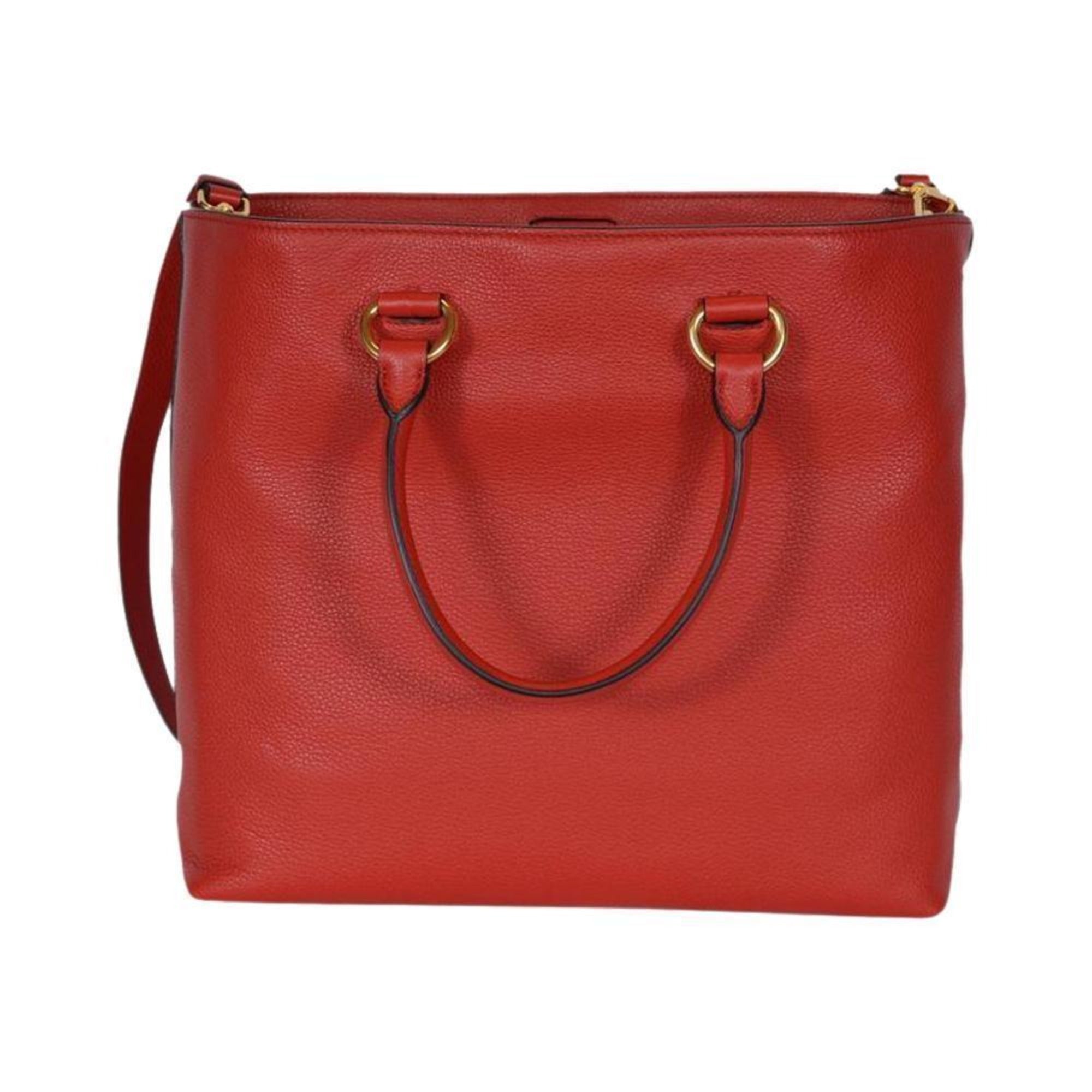 Prada Red Leather Shopping Tote - Timeless Elegance & Practical Design