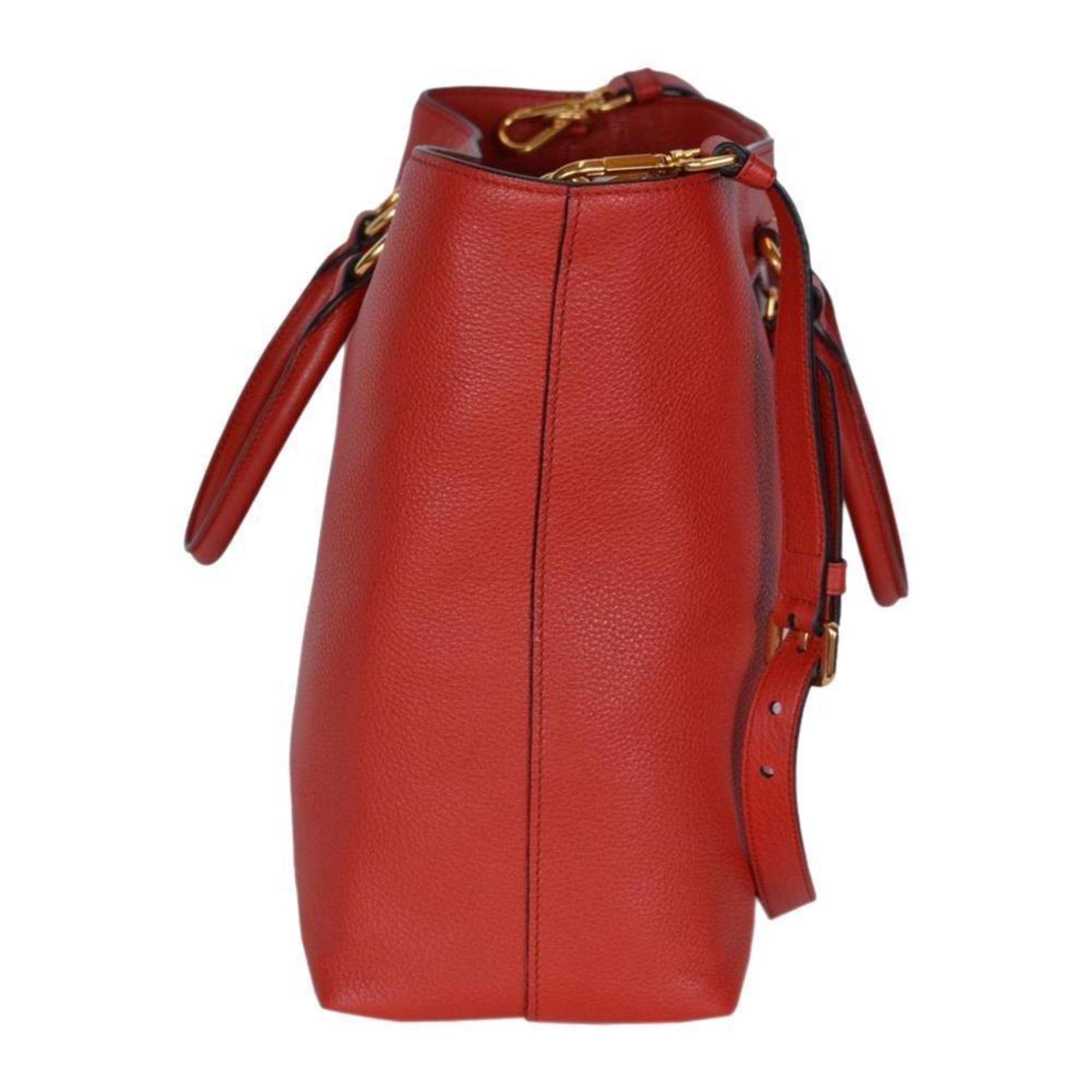 Prada Red Leather Shopping Tote - Timeless Elegance & Practical Design