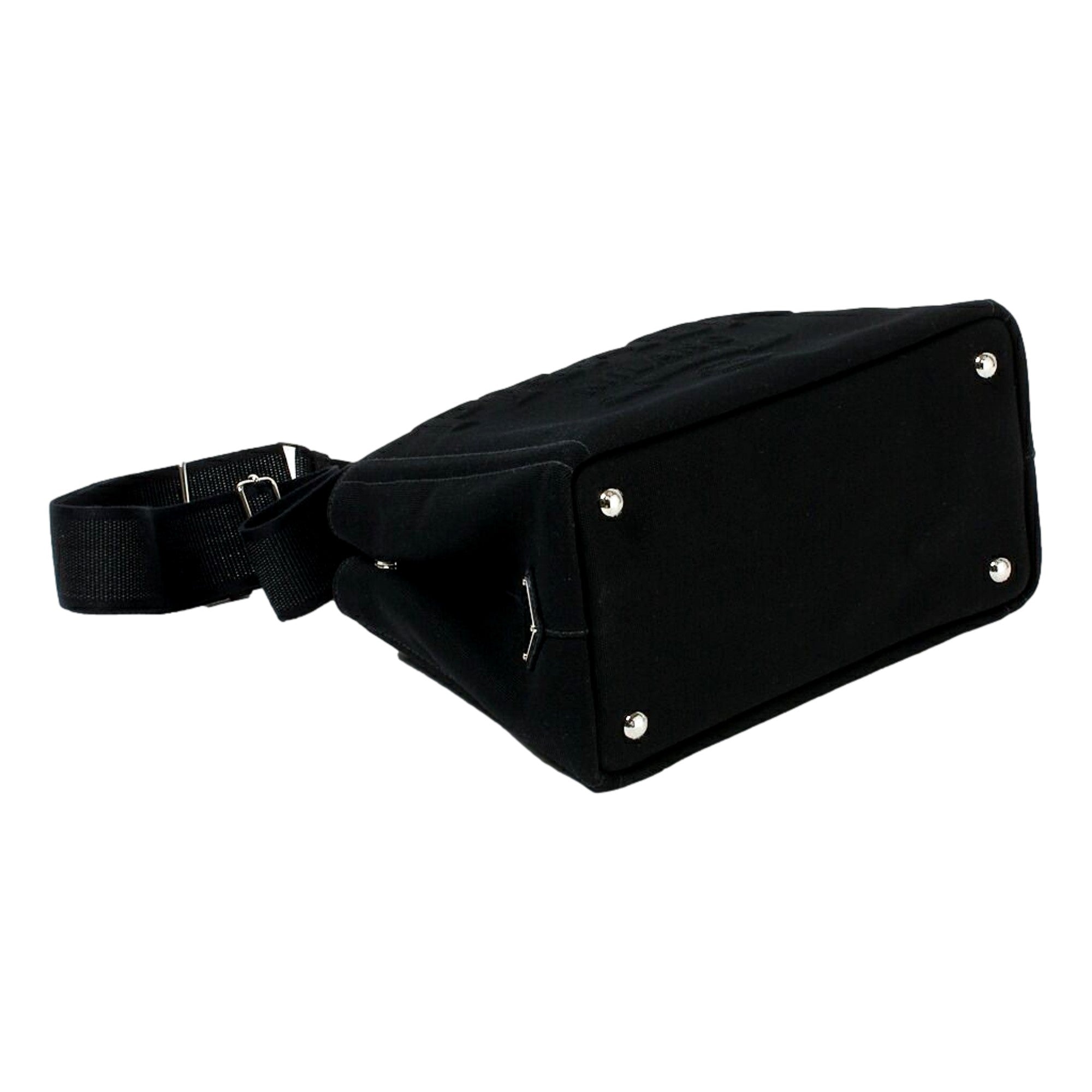 Elegant Black Canvas Tote Handbag | Prada Canapa Tote Handbag