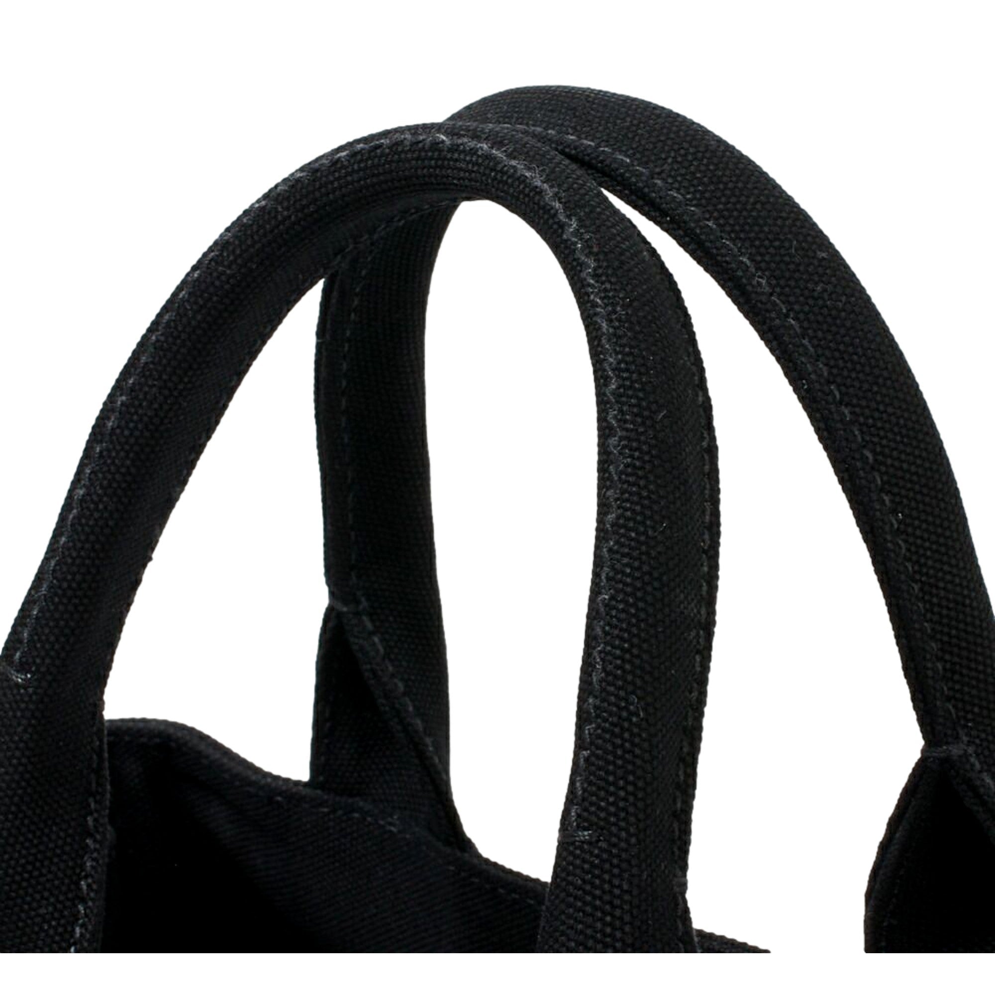 Elegant Black Canvas Tote Handbag | Prada Canapa Tote Handbag