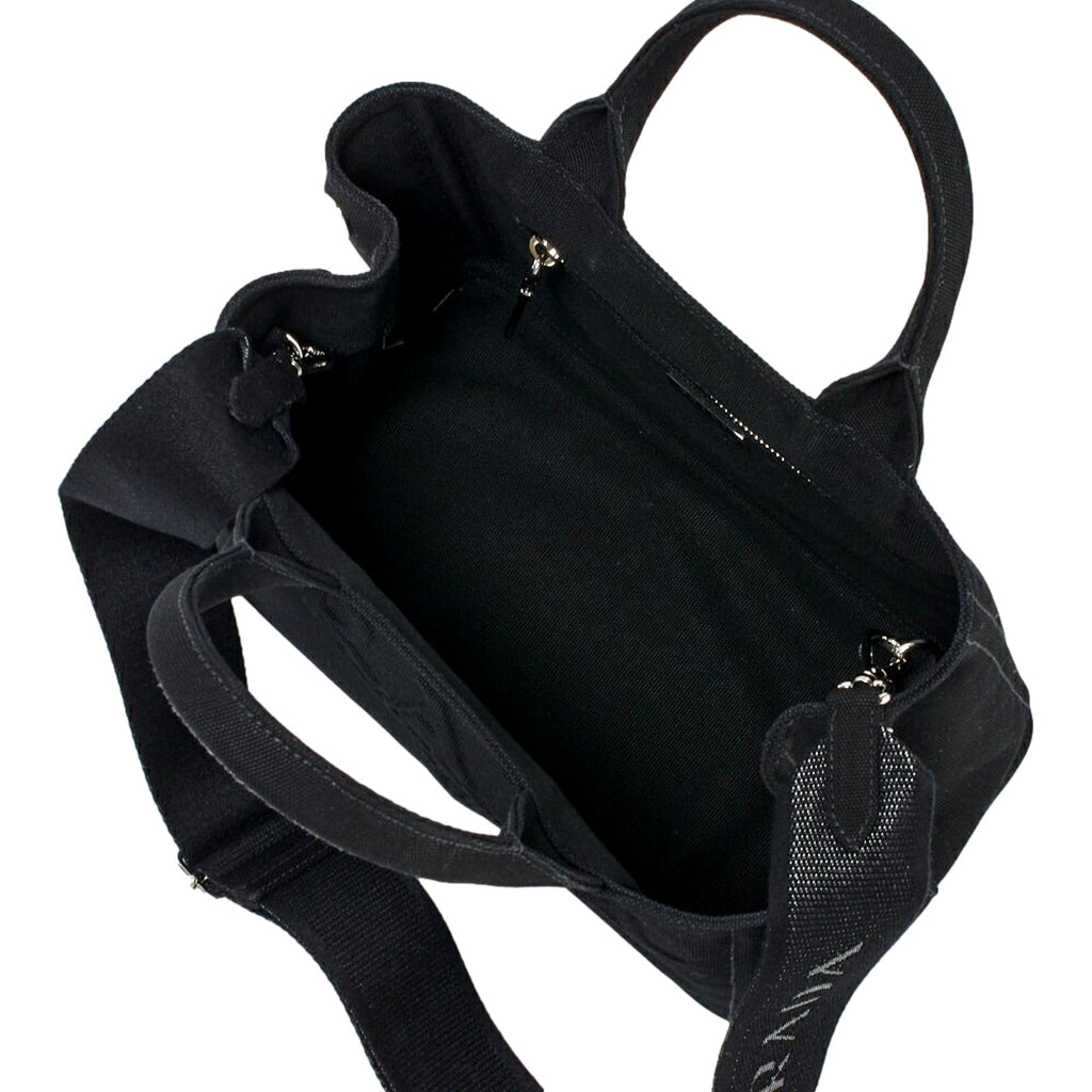 Elegant Black Canvas Tote Handbag | Prada Canapa Tote Handbag