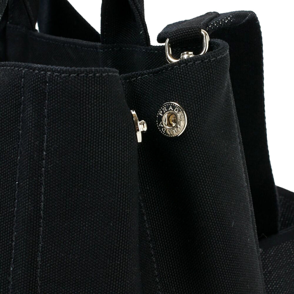 Elegant Black Canvas Tote Handbag | Prada Canapa Tote Handbag