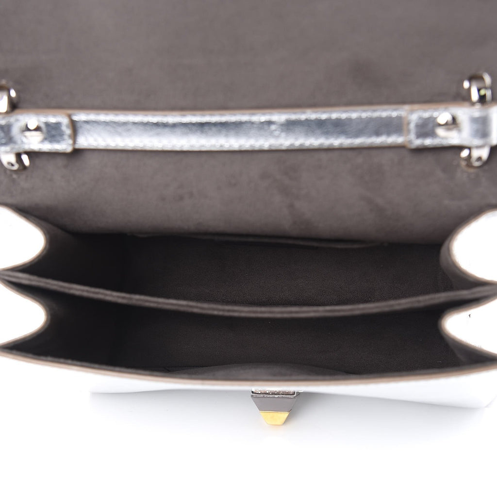 Fendi Kan I Metallic Silver Bag - Scalloped, Studded & Stylish