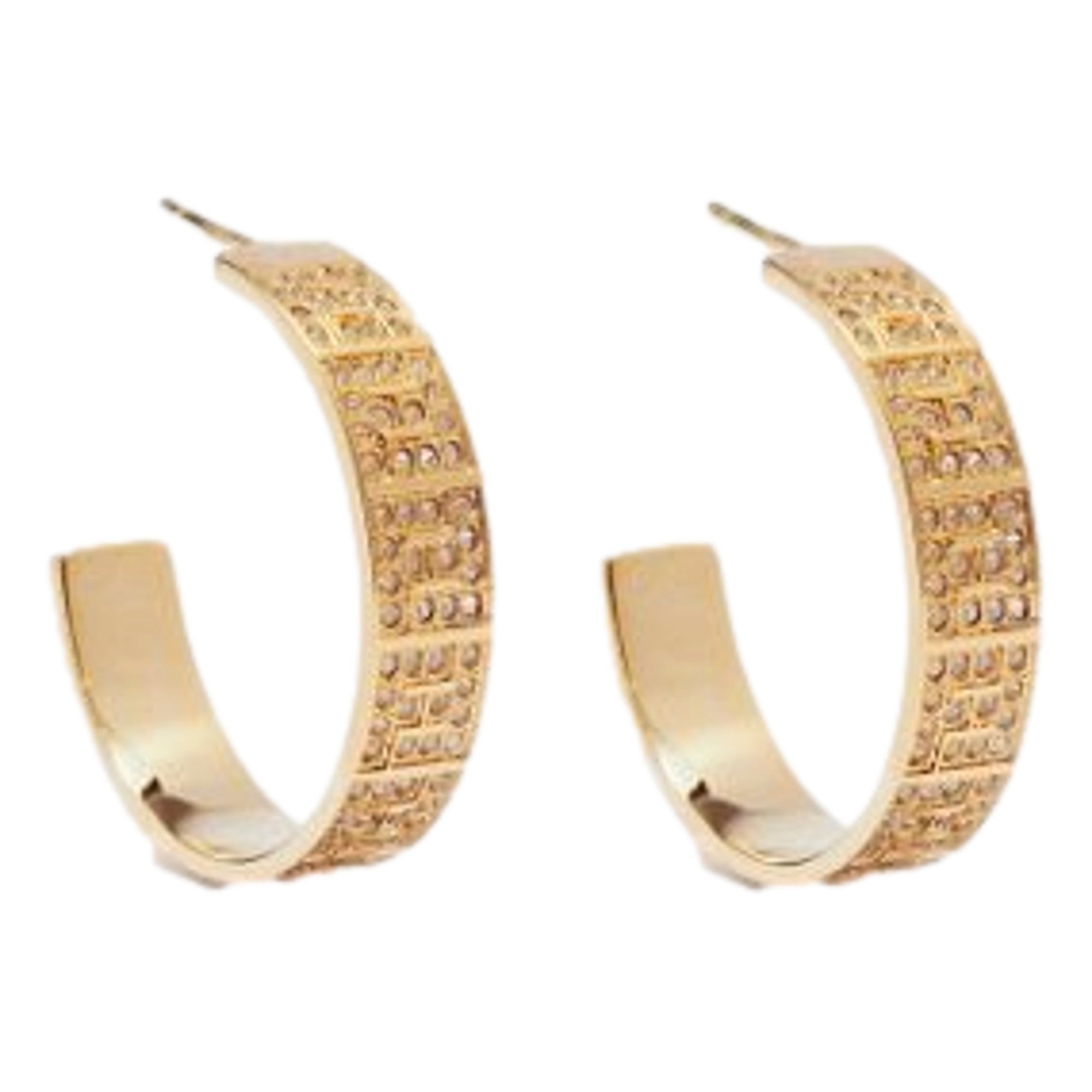 Fendi Gold Earrings: Crystal Embellished Hoops for Elegant Evenings