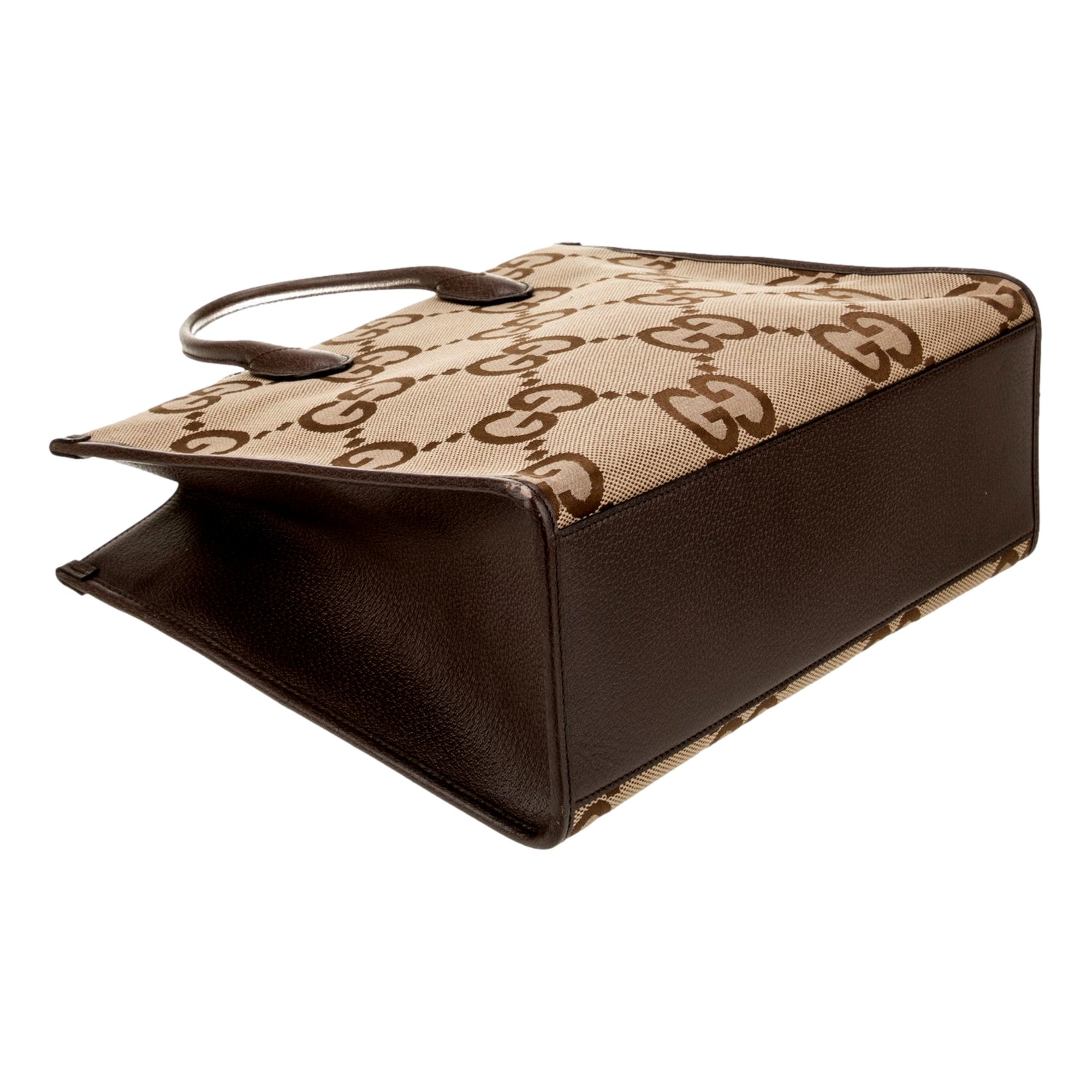 Gucci Jumbo GG Tote Bag - Luxury with Web Stripe & Leather Trim