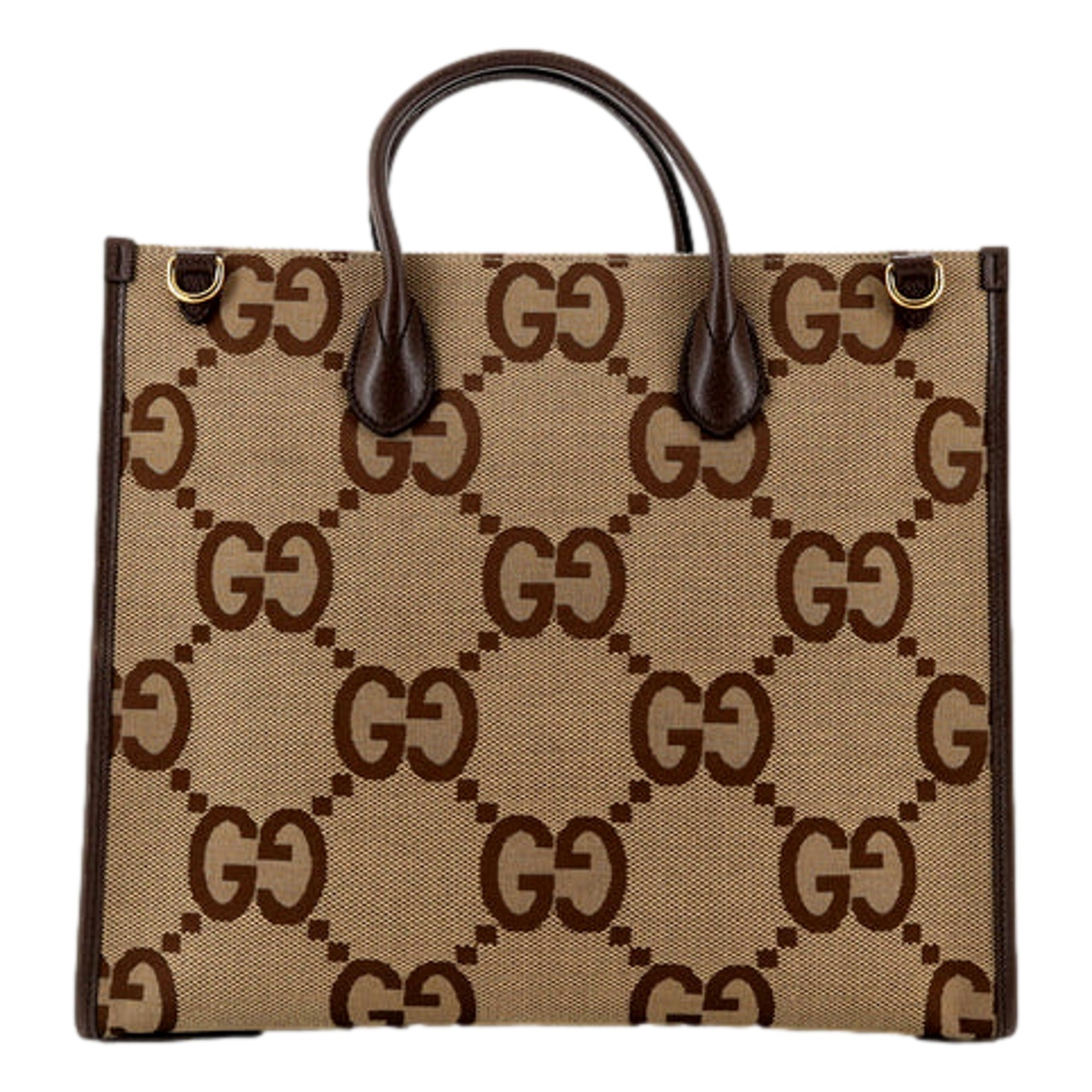Gucci Jumbo GG Tote Bag - Luxury with Web Stripe & Leather Trim