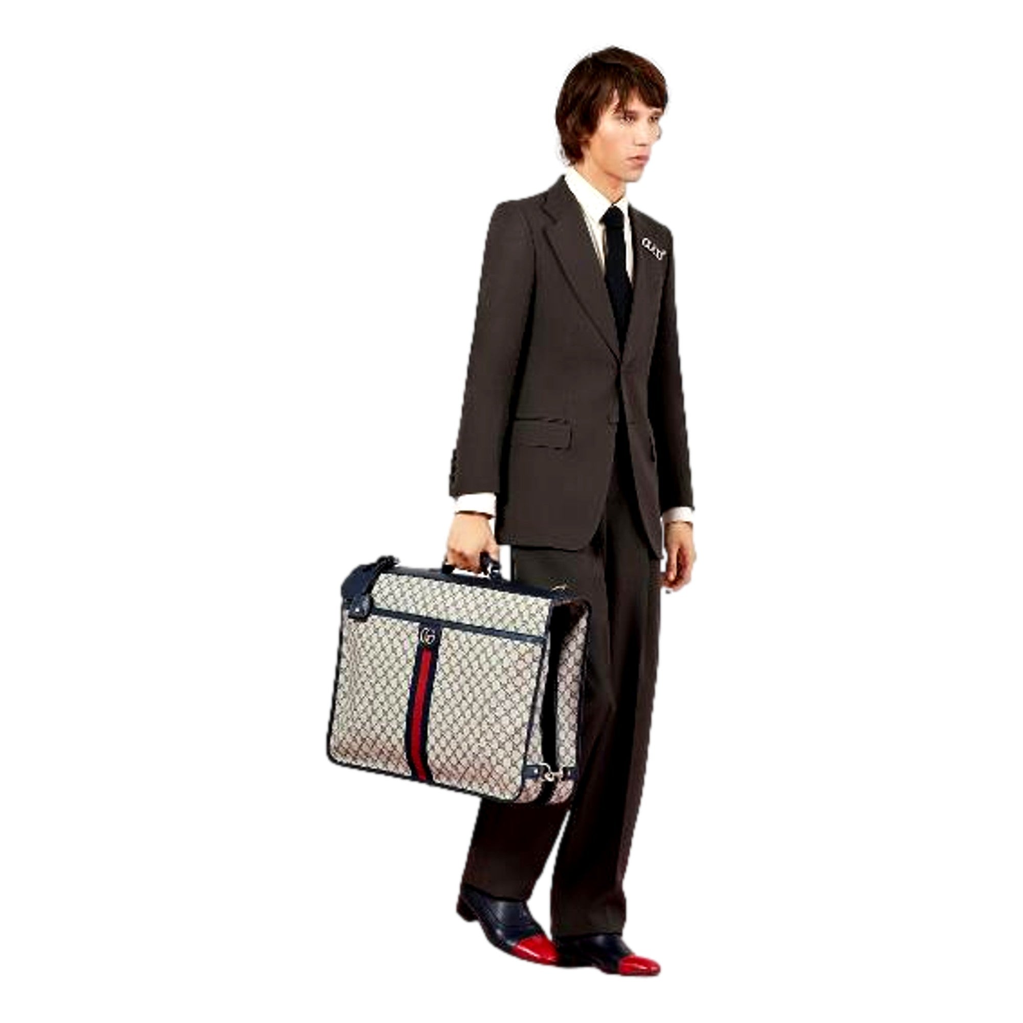 Luxury Gucci Garment Bag: GG Supreme Canvas w/ Web Stripe