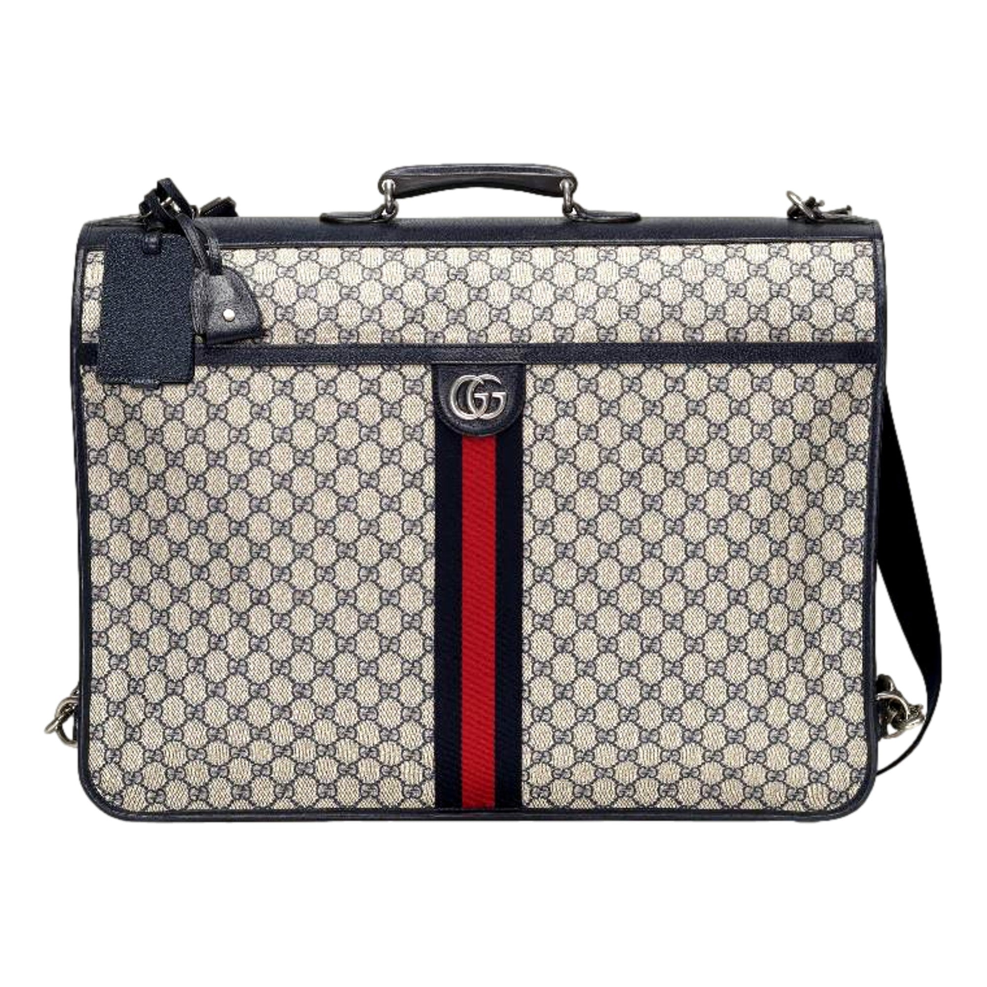 Luxury Gucci Garment Bag: GG Supreme Canvas w/ Web Stripe