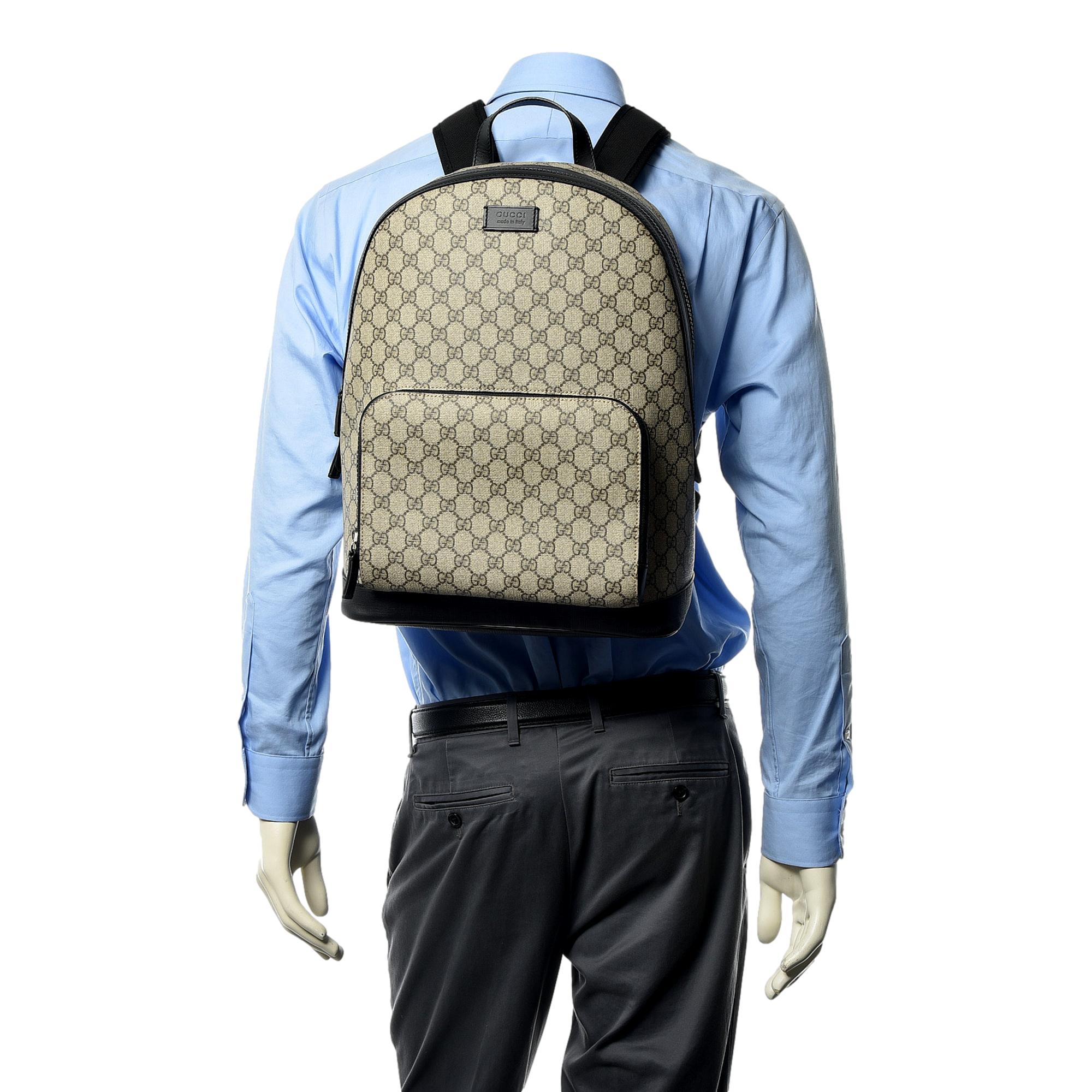 Stylish Gucci Backpack Men Black - Durable GG Supreme Canvas