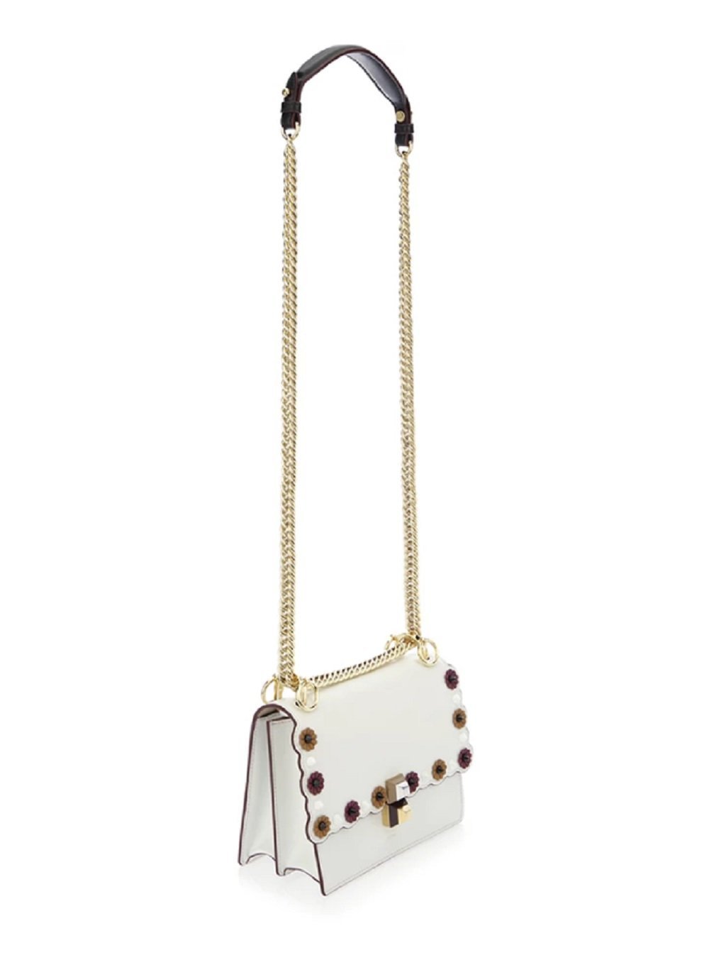 Fendi Kan I White Leather Bag - Elegance with Floral Flair