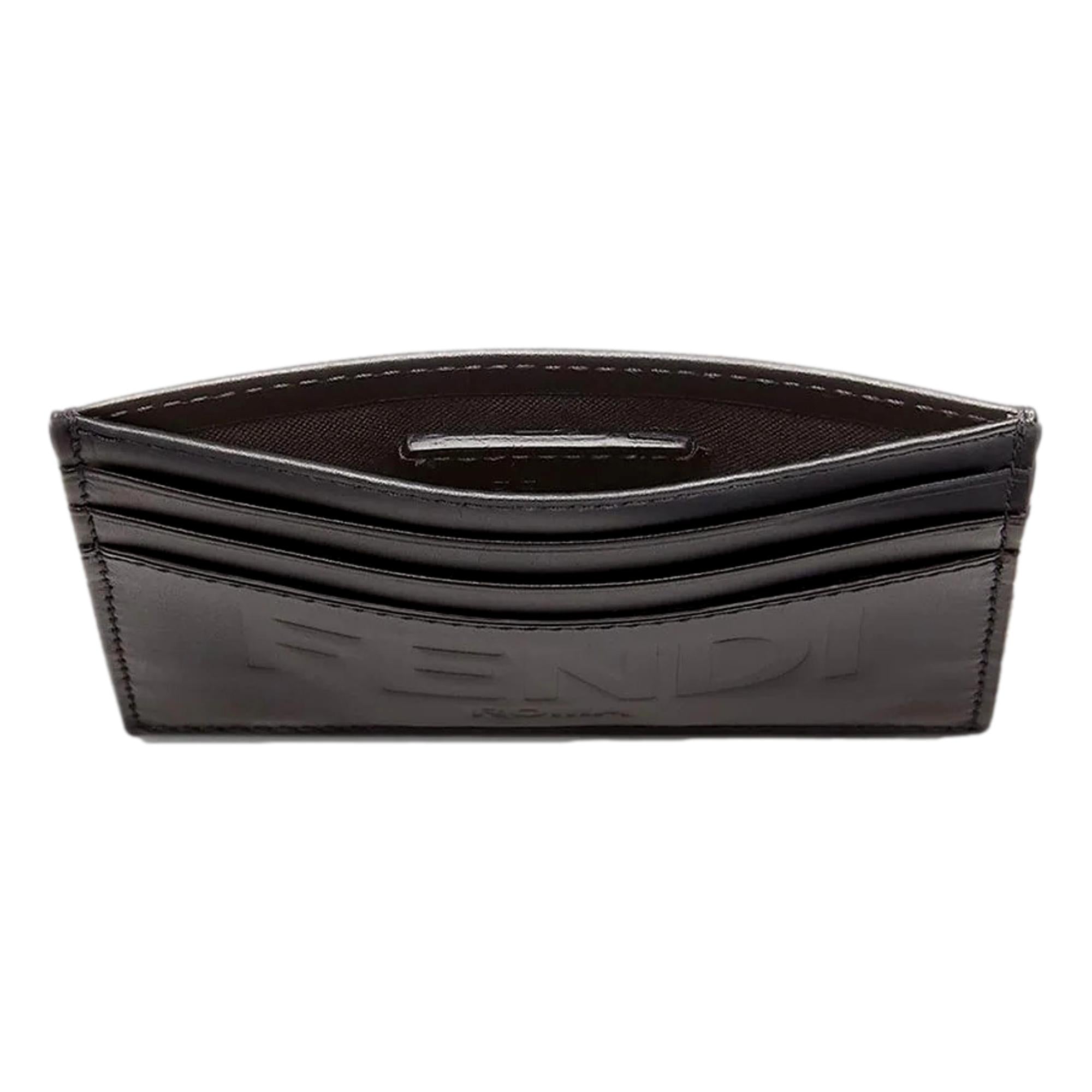 Fendi Roma Card Case Wallet: Elegant Black Leather, Perfect for All