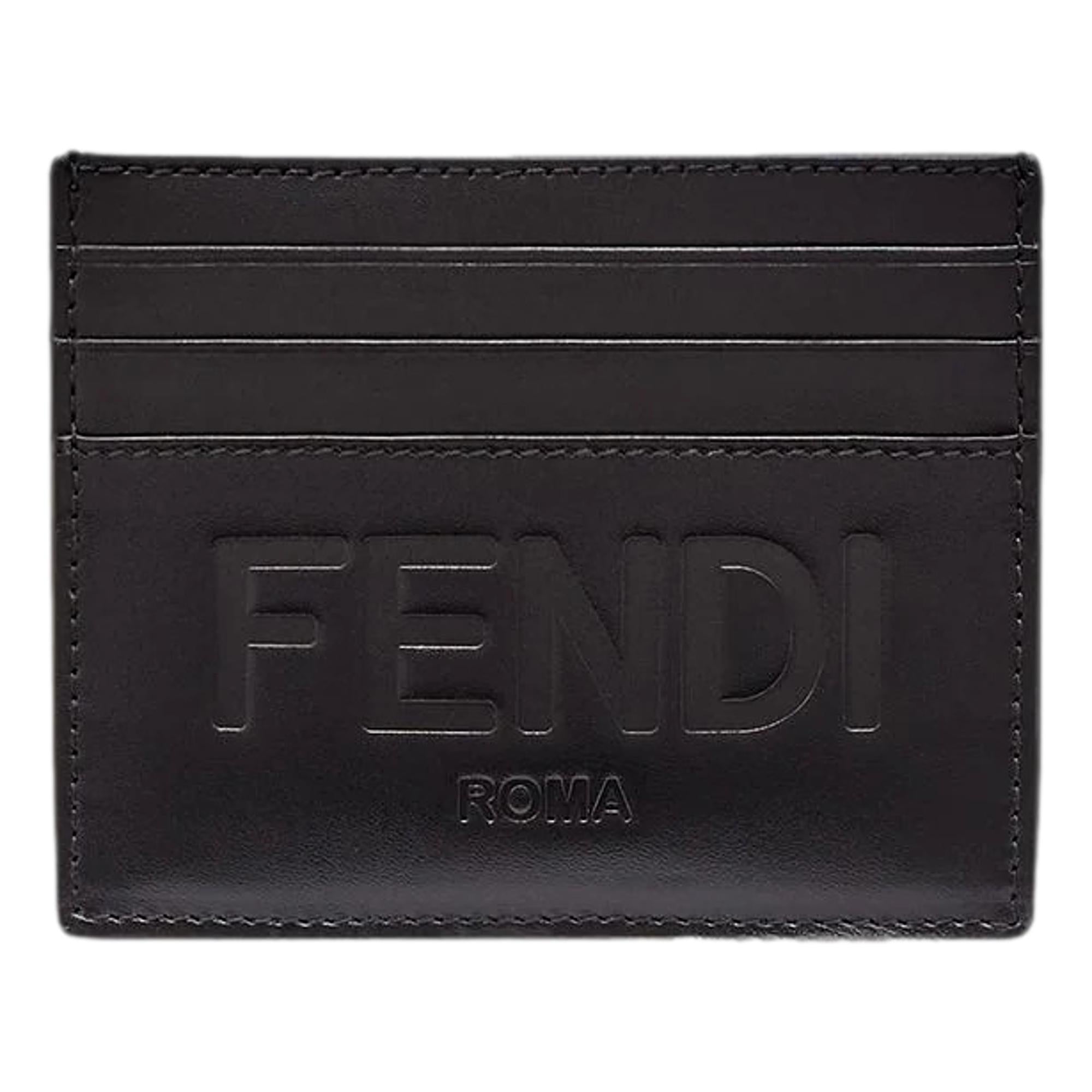 Fendi Roma Card Case Wallet: Elegant Black Leather, Perfect for All