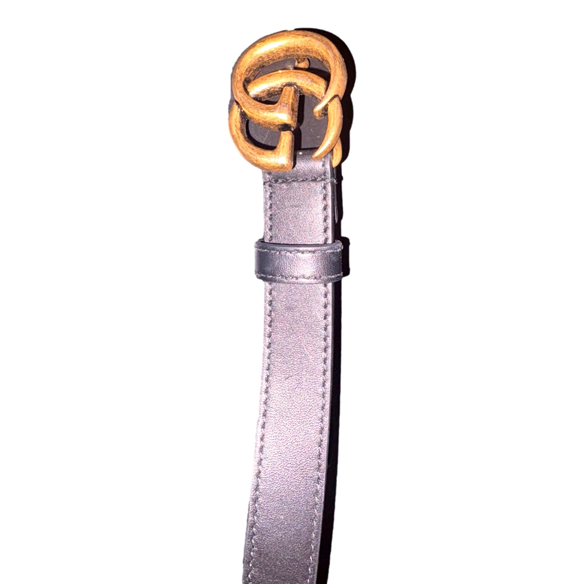Gucci Gold GG Marmont Thin Black Belt - Elegant Leather Accessory