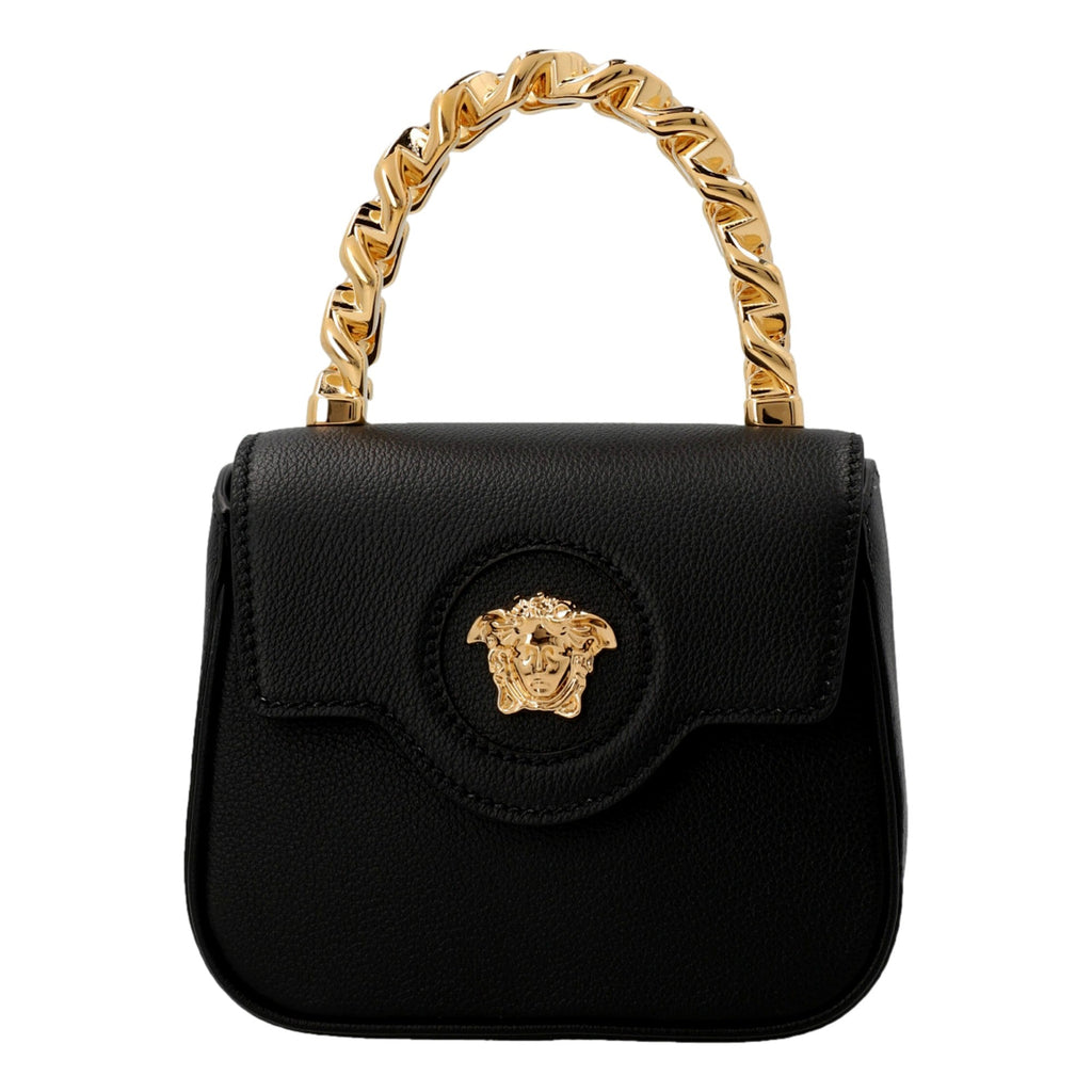 Versace Top Handle Bag: Black, Mini, Luxury Leather Handbag