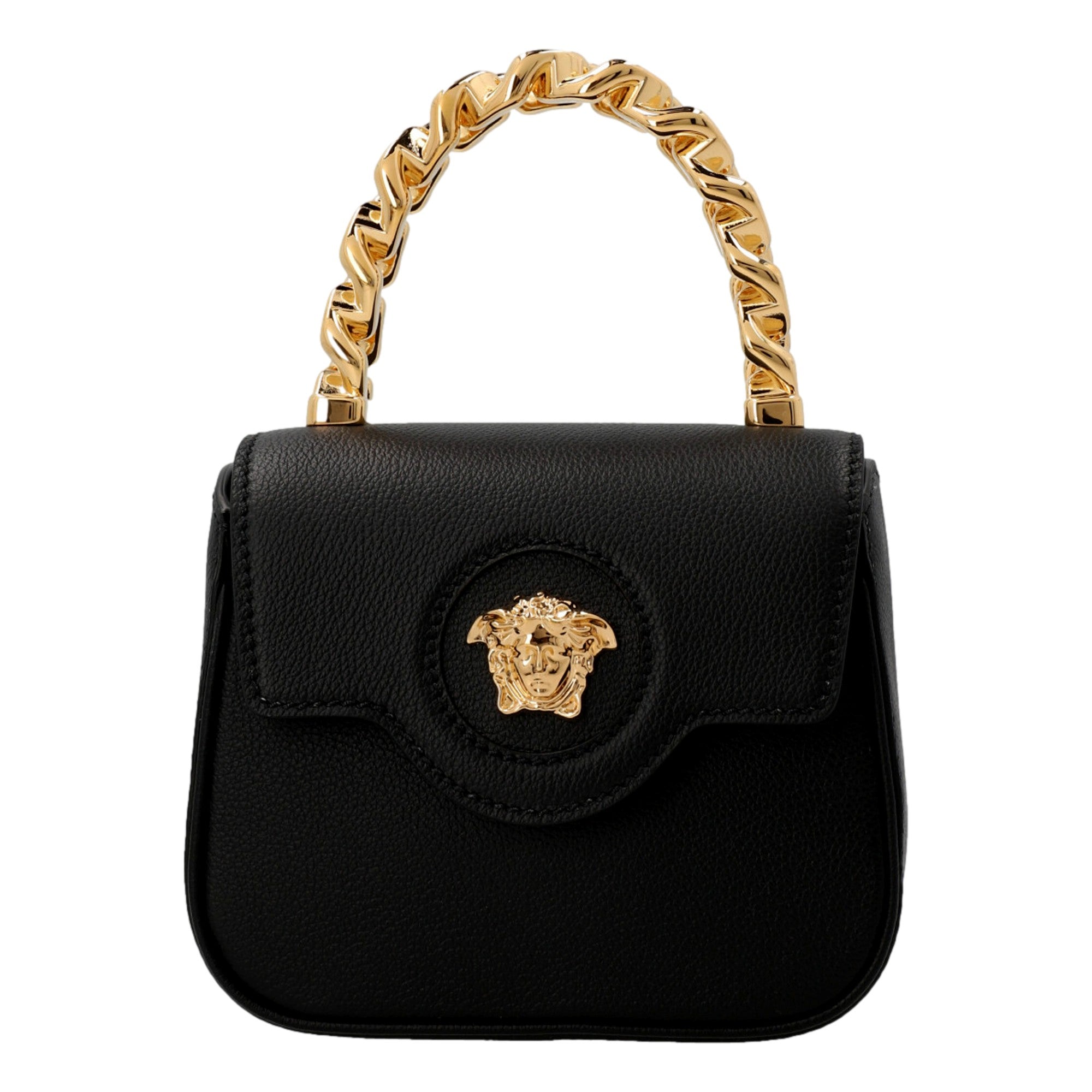 Versace Top Handle Bag: Black, Mini, Luxury Leather Handbag