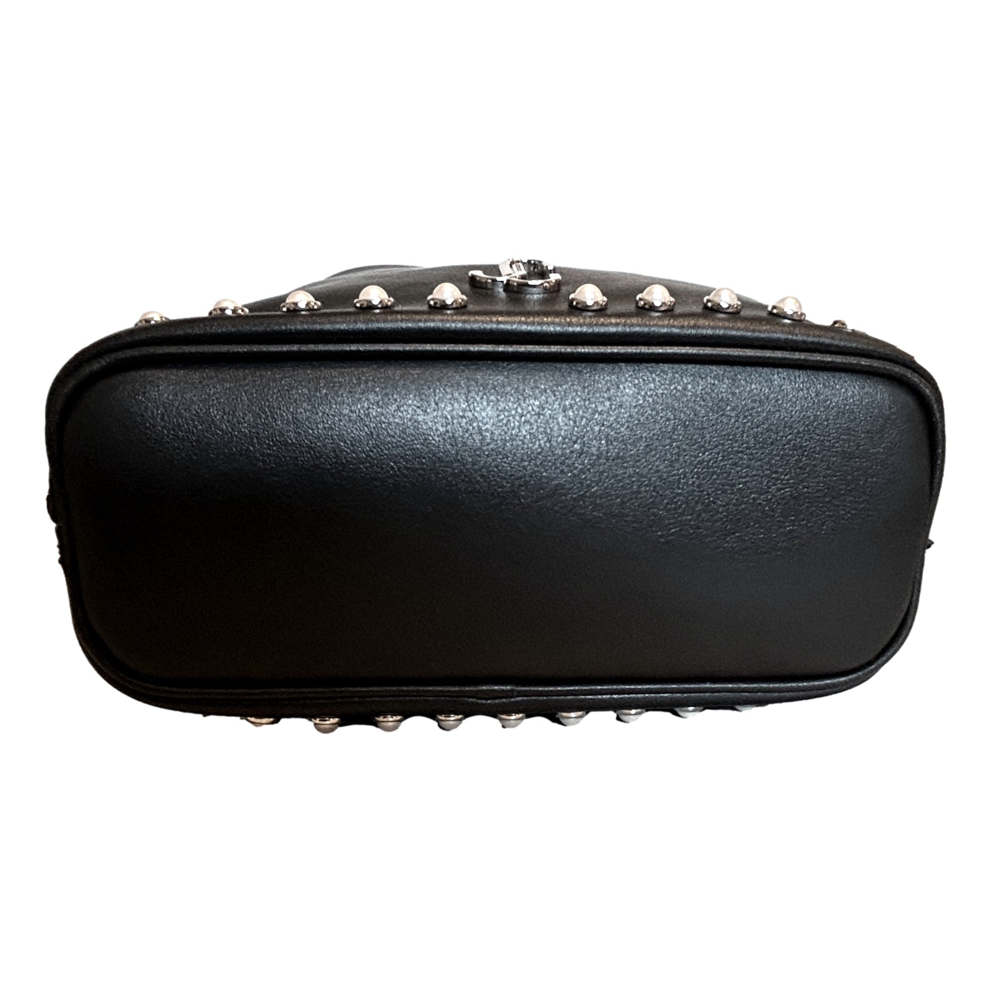 Elegant Black Bucket Bag: Jimmy Choo Crossbody with Pearl Details