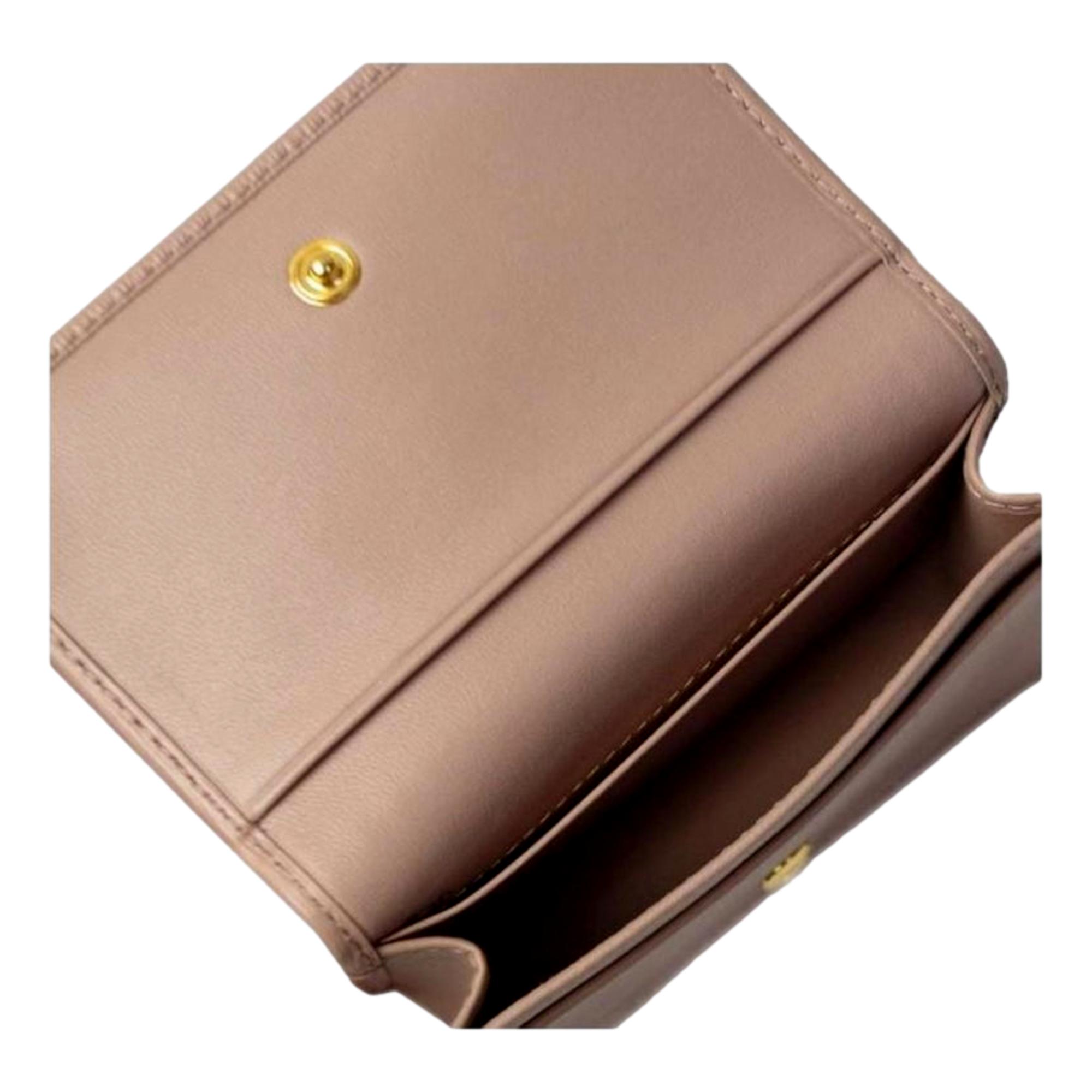 Prada Vitello Move Cipria Beige Leather Cardholder Snap Wallet
