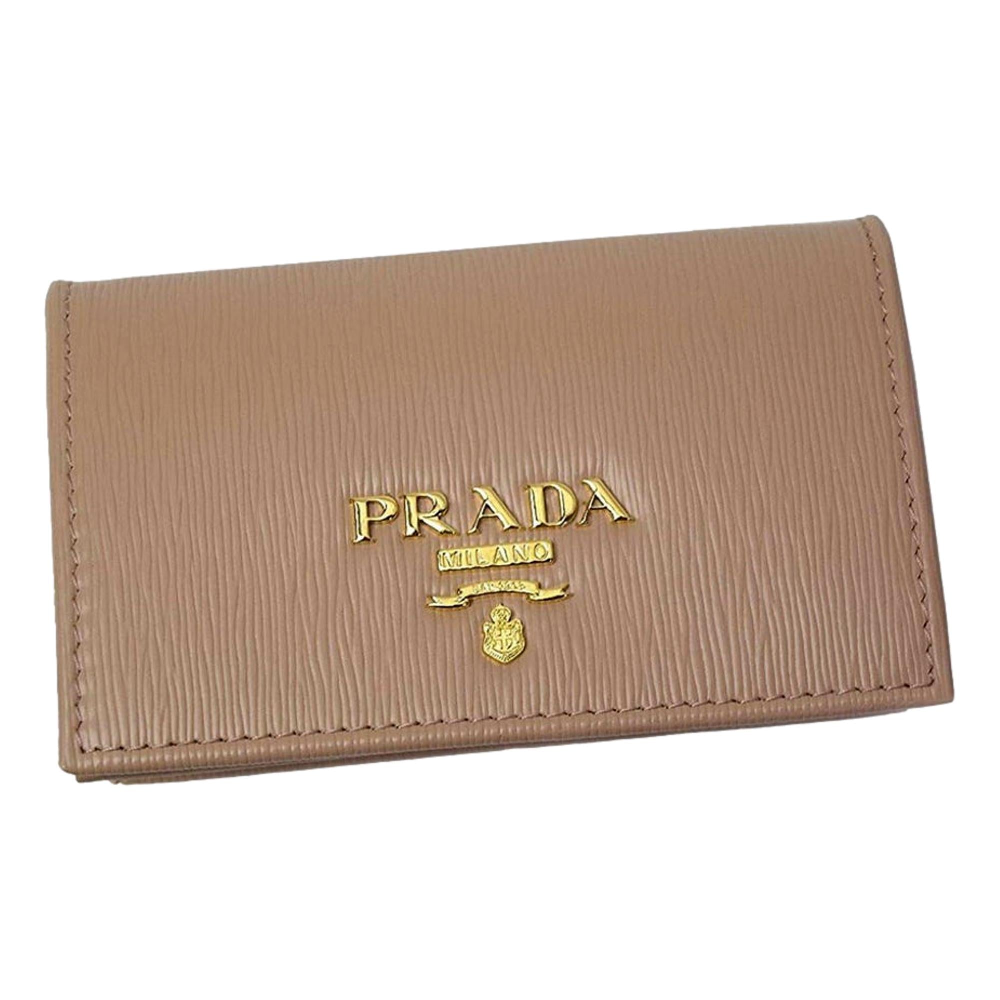 Prada Vitello Move Cipria Beige Leather Cardholder Snap Wallet